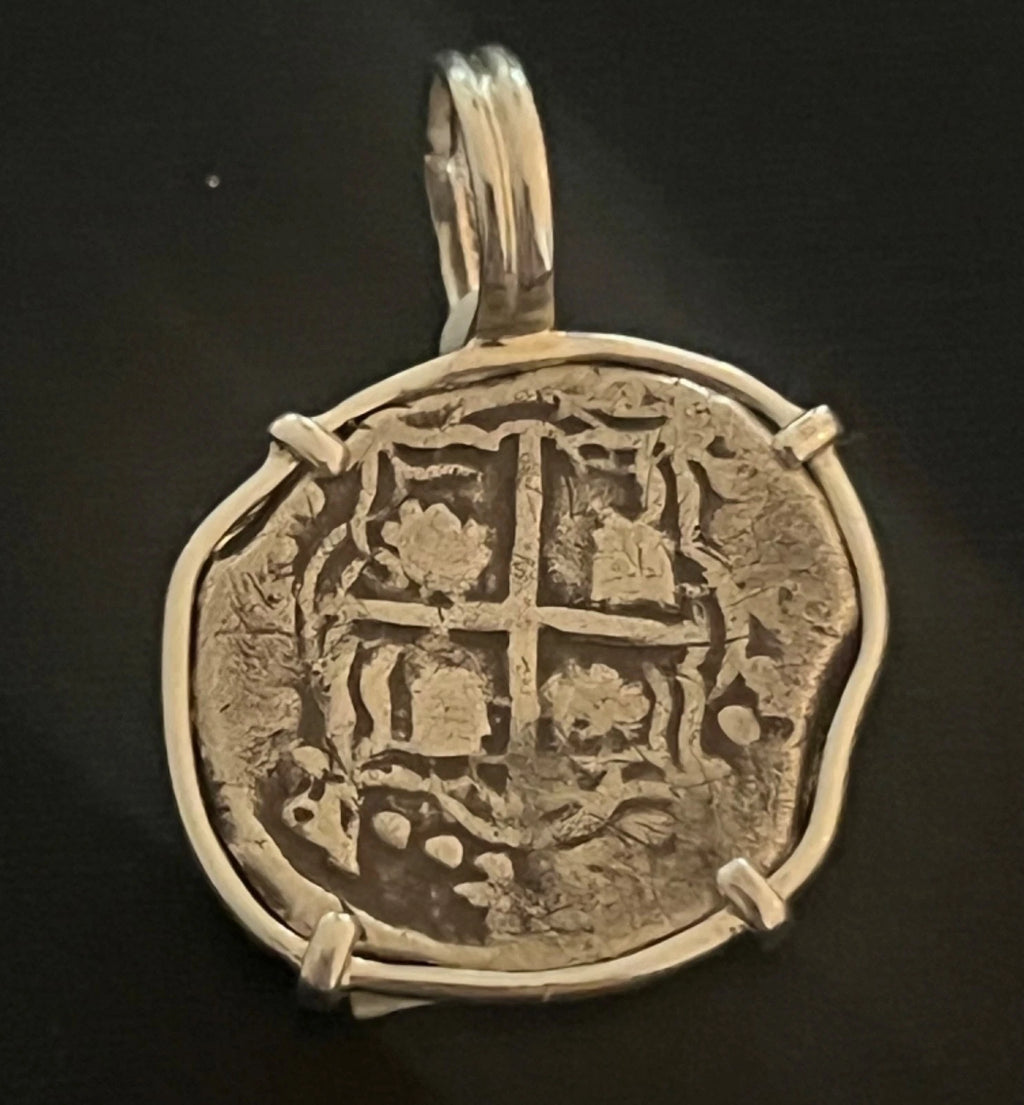 Mounted 1 REAL Original Land Find Mounted in Silver ATOCHA ERA