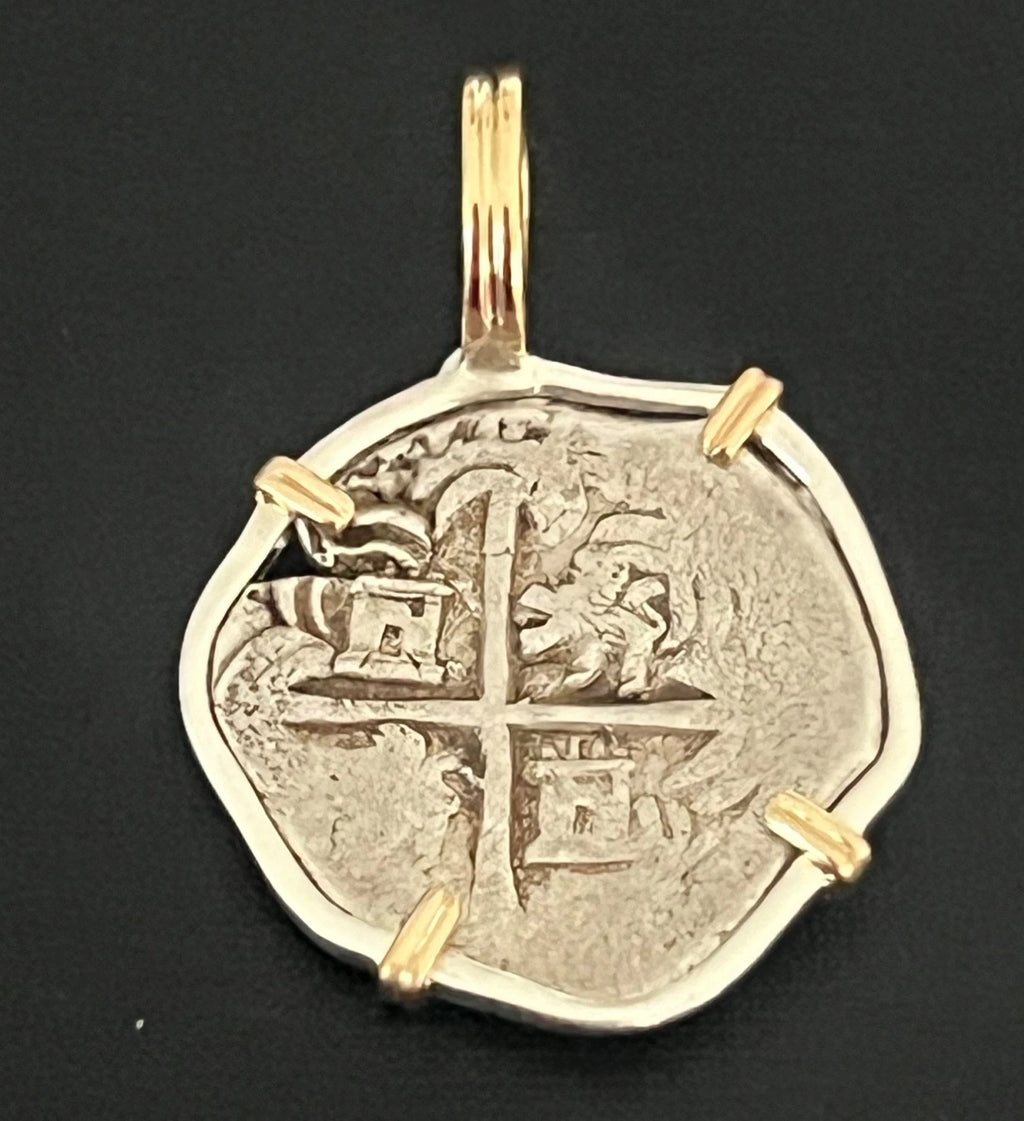 Mounted 1 REAL POTOSI Original Land Find Mounted 14k gold (ATOCHA ERA)