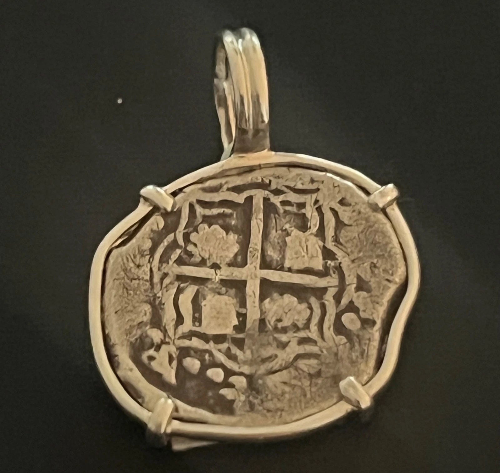 Mounted 1 REAL Original Land Find Mounted in Silver ATOCHA ERA