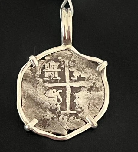 Mounted 1 REAL POTOSI Original Land Find Mounted in Silver