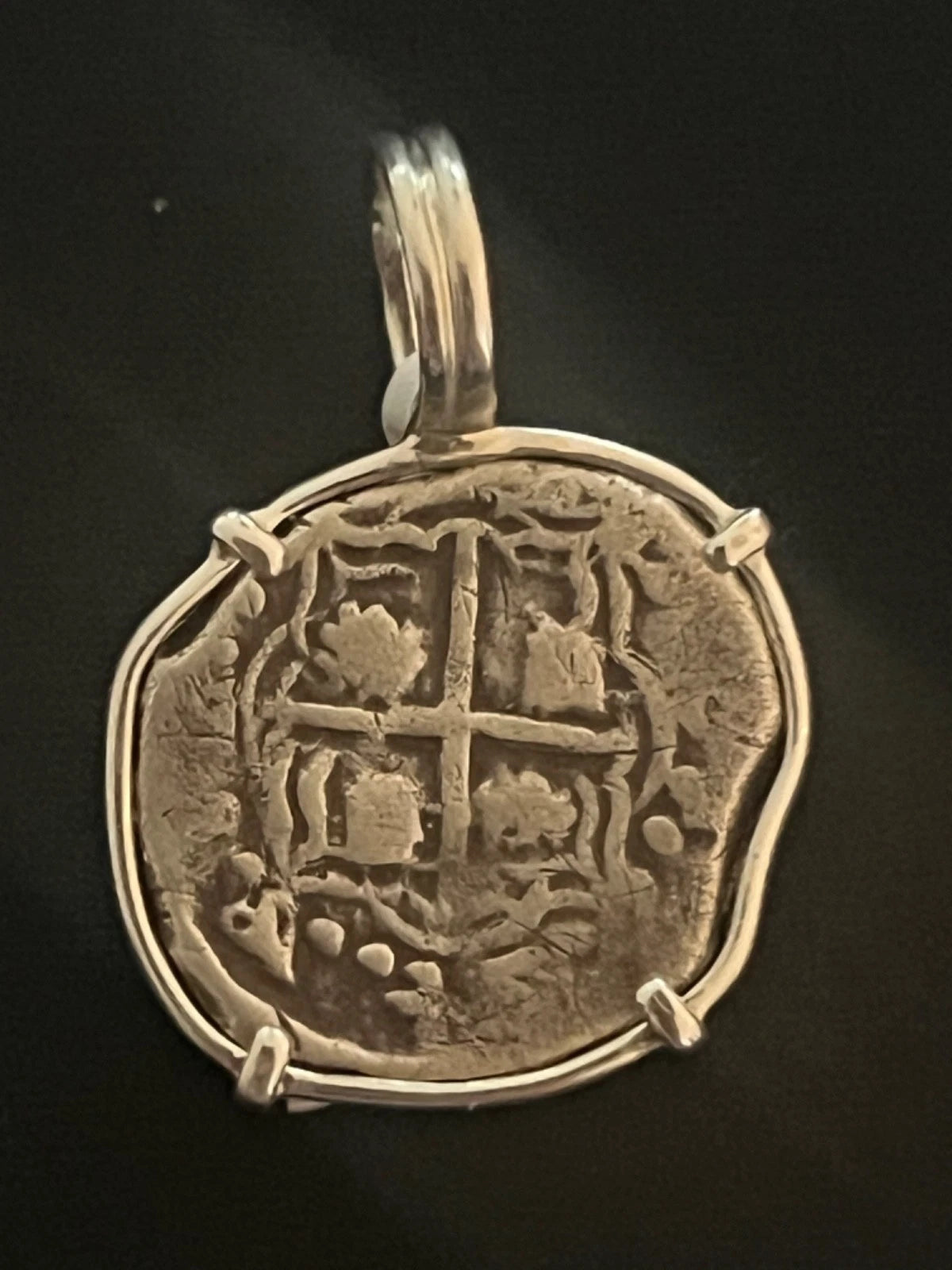 Mounted 1 REAL Original Land Find Mounted in Silver ATOCHA ERA