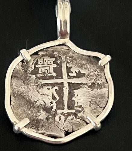 Mounted 1 REAL POTOSI Original Land Find Mounted in Silver