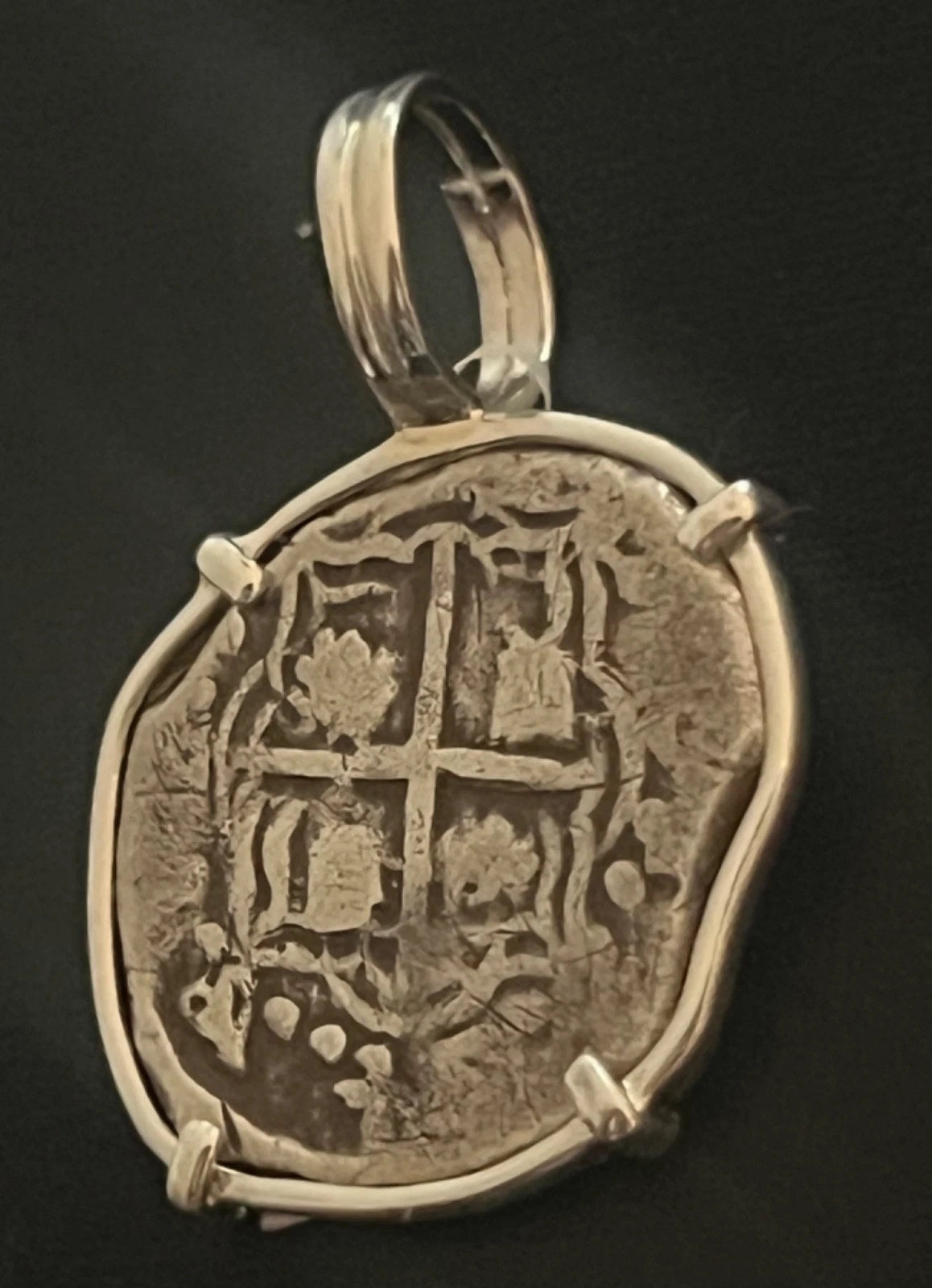 Mounted 1 REAL Original Land Find Mounted in Silver ATOCHA ERA