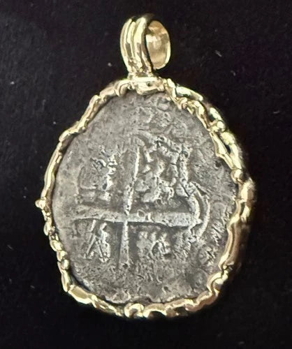 Mounted 1 REAL POTOSI Original Land Find Mounted 14k gold (ATOCHA ERA)