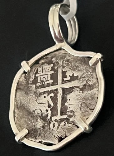 Mounted 1 REAL POTOSI Original Land Find Mounted in Silver