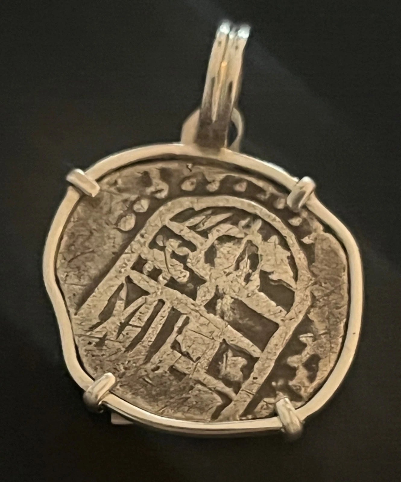 Mounted 1 REAL Original Land Find Mounted in Silver ATOCHA ERA