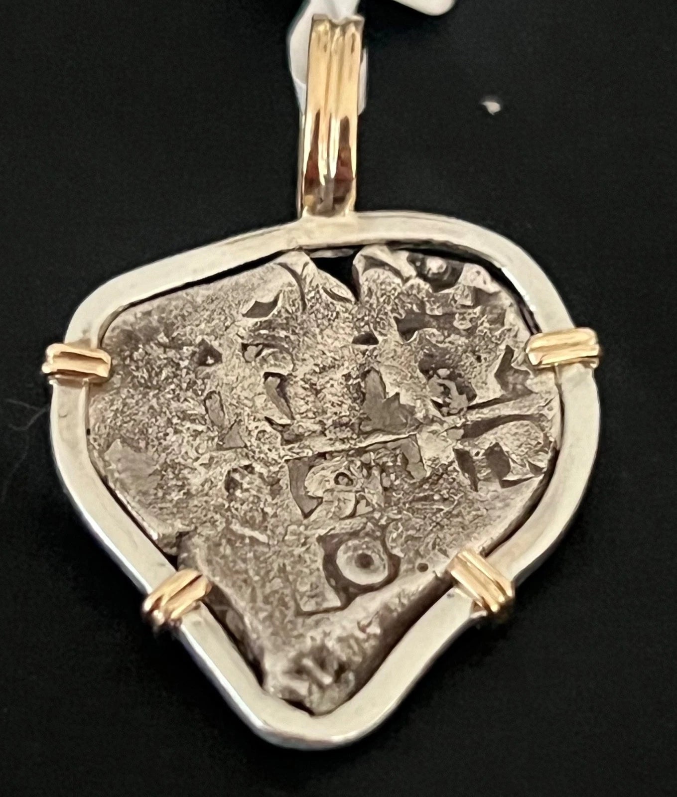 Mounted 1 REAL POTOSI Original Land Find Mount 14k/Silver