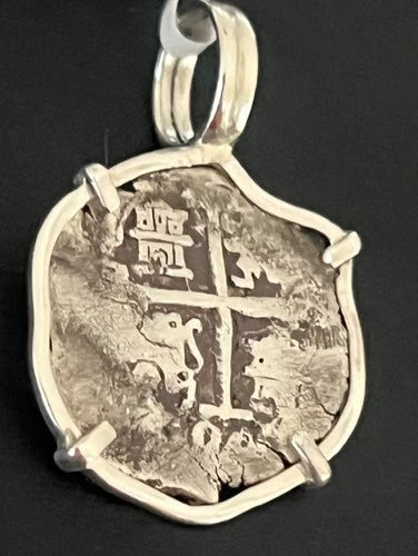 Mounted 1 REAL POTOSI Original Land Find Mounted in Silver