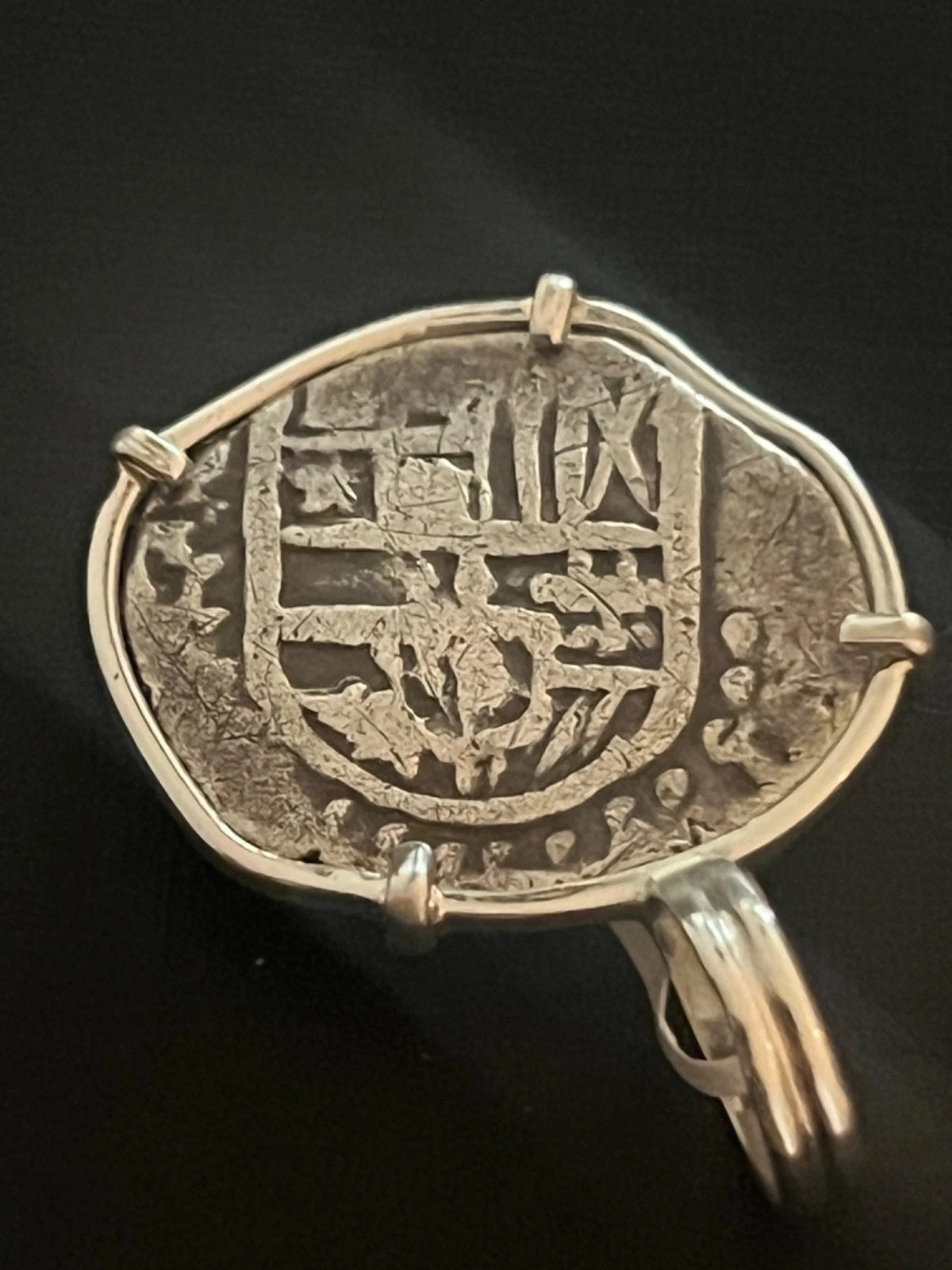 Mounted 1 REAL Original Land Find Mounted in Silver ATOCHA ERA