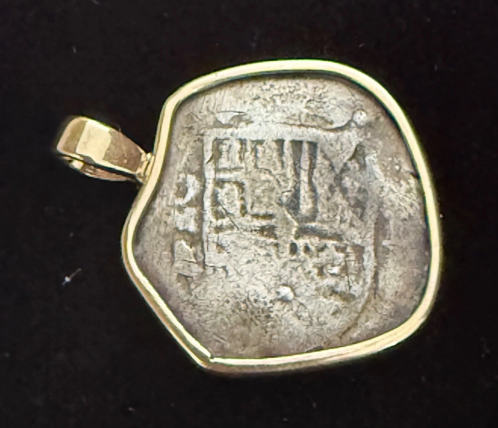 Mounted 1 REAL POTOSI Original Land Find Mounted 14k gold (ATOCHA ERA)