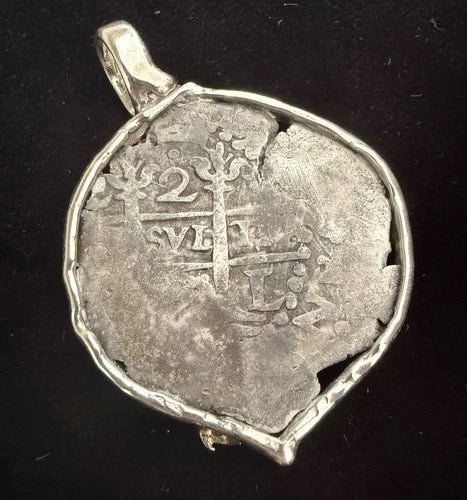 Mounted 2 REAL POTOSI Original Land Find Mounted 14k gold and Silver