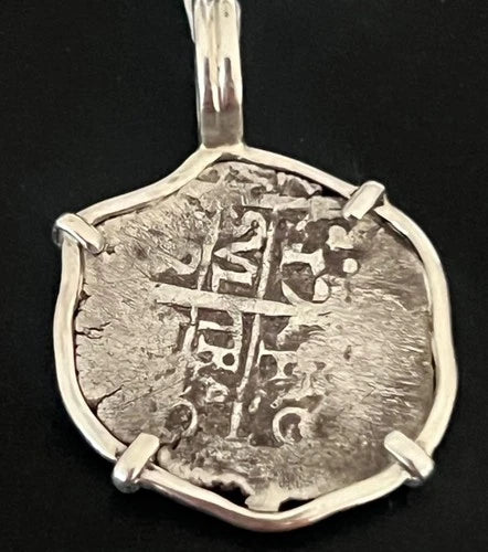 Mounted 1 REAL POTOSI Original Land Find Mounted in Silver