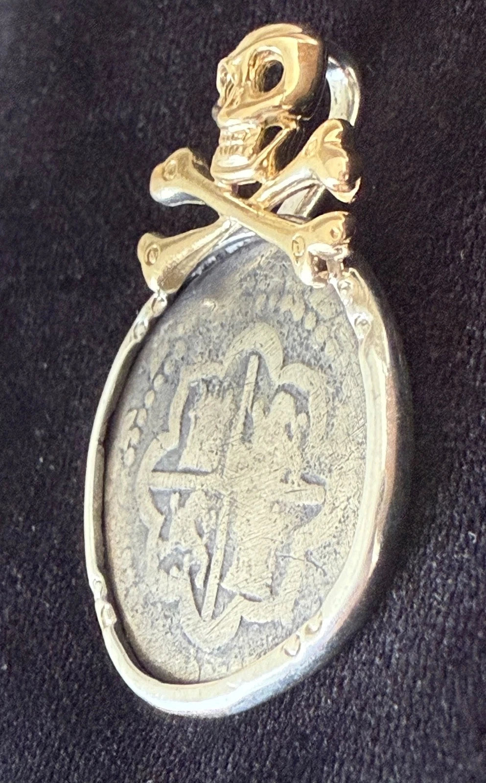 Mounted 1 REAL POTOSI Original Land Find Mounted 14k gold and Silver(ATOCHA ERA)