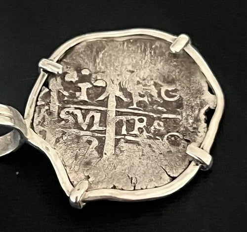 Mounted 1 REAL POTOSI Original Land Find Mounted in Silver