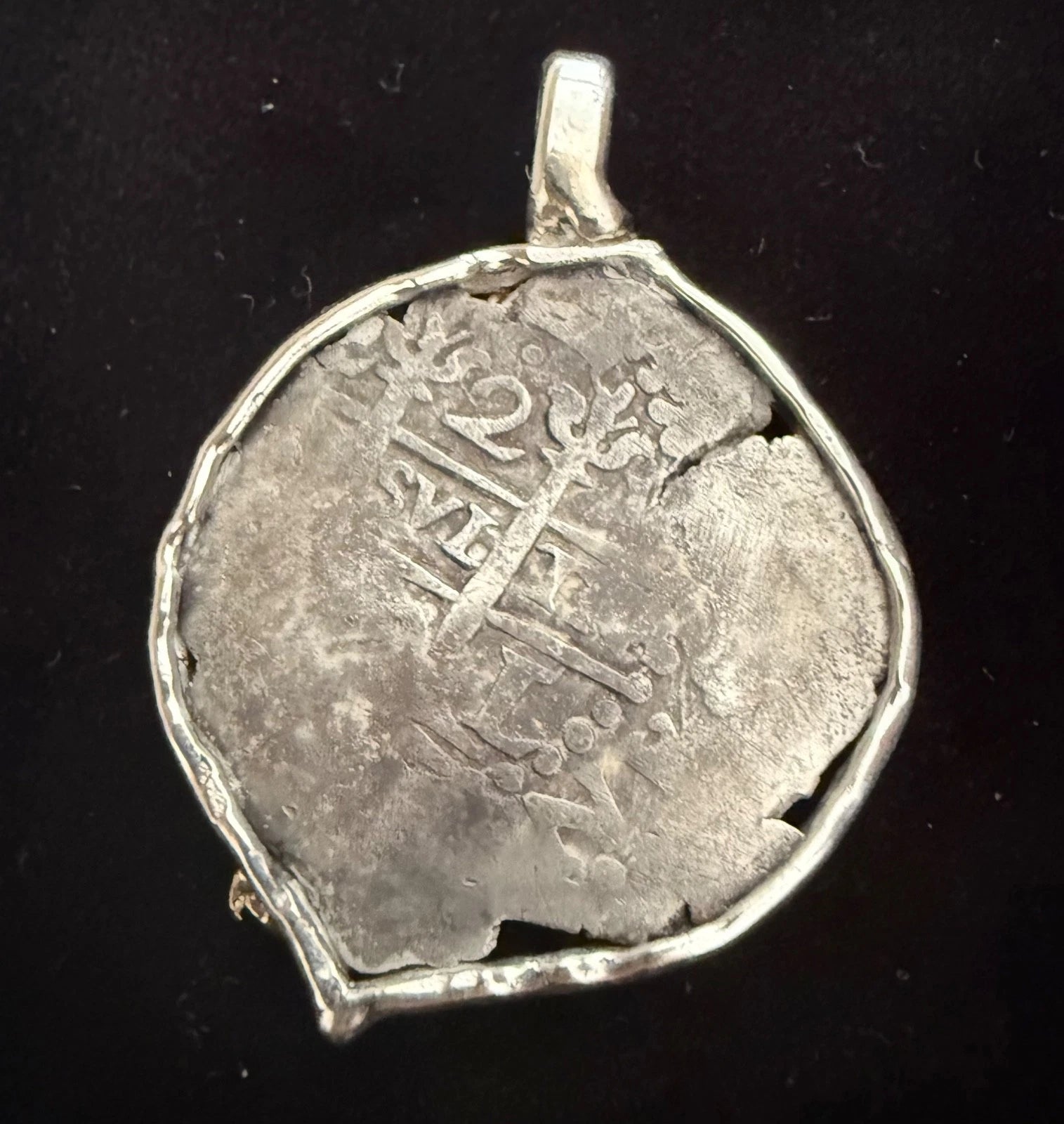 Mounted 2 REAL POTOSI Original Land Find Mounted 14k gold and Silver