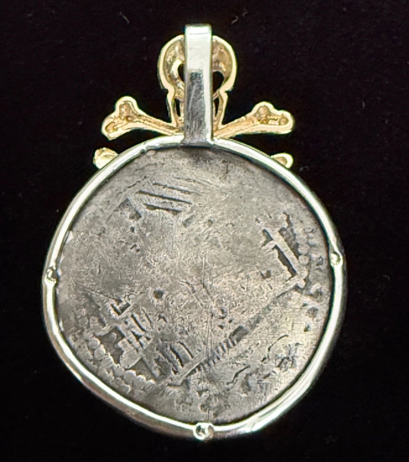 Mounted 1 REAL POTOSI Original Land Find Mounted 14k gold and Silver(ATOCHA ERA)