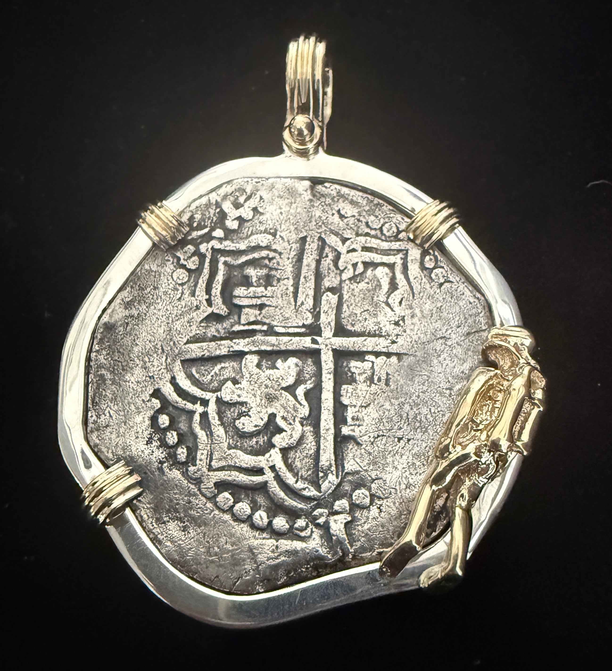 Atocha 8 Reales Grade 2 Mounted in 14k Gold and Silver