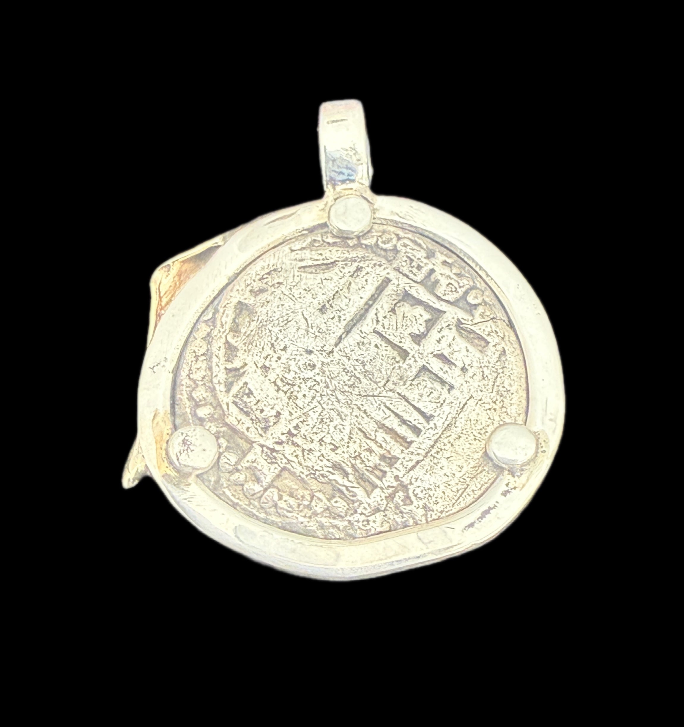 1 REAL POTOSI Original Land Find Mounted 14k gold and Silver (ATOCHA ERA)