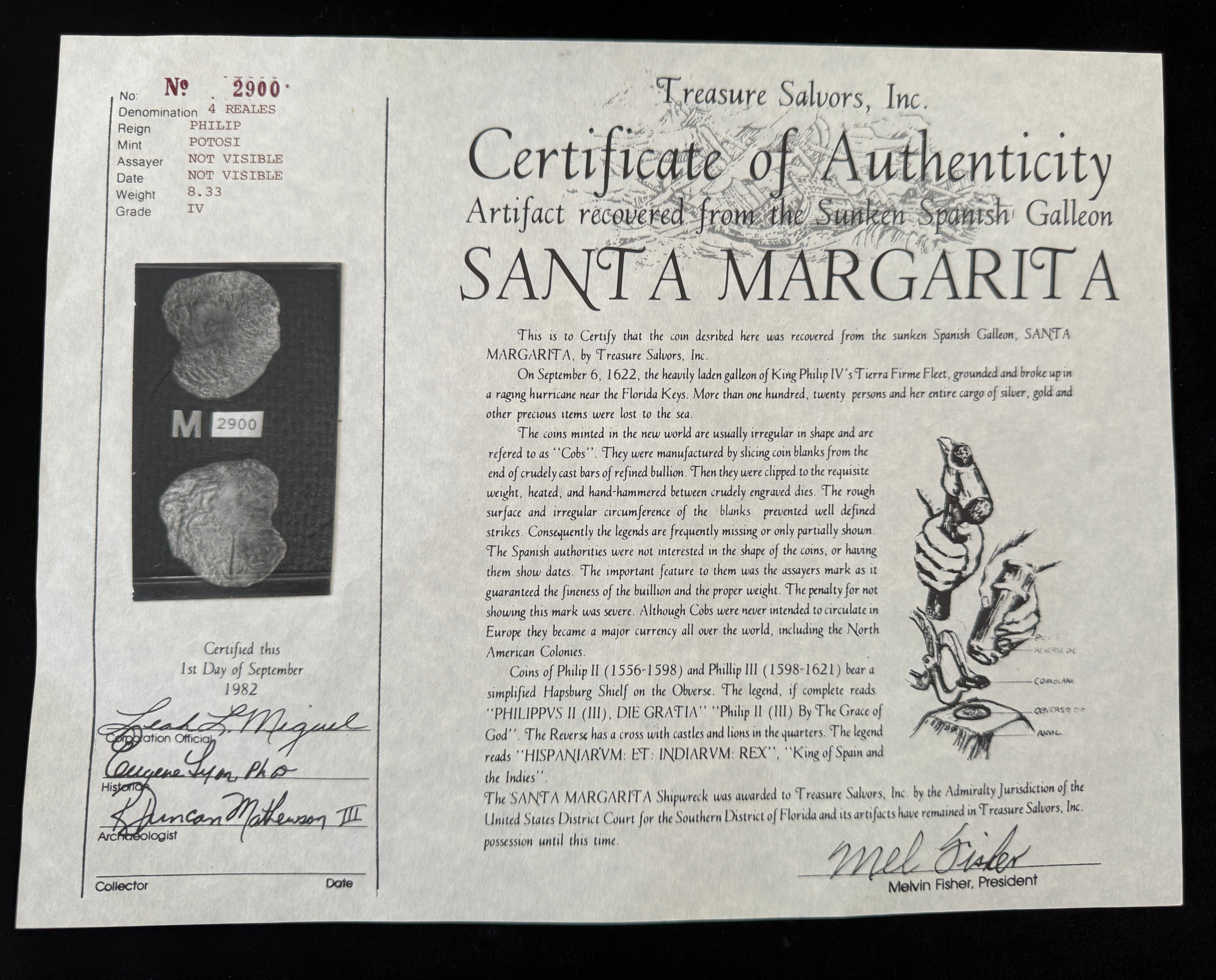 Santa Margarita 4 Reales Mounted in 5.6 grams 14k Gold, 0.08ct Diamond and 0.20ct Emerald.