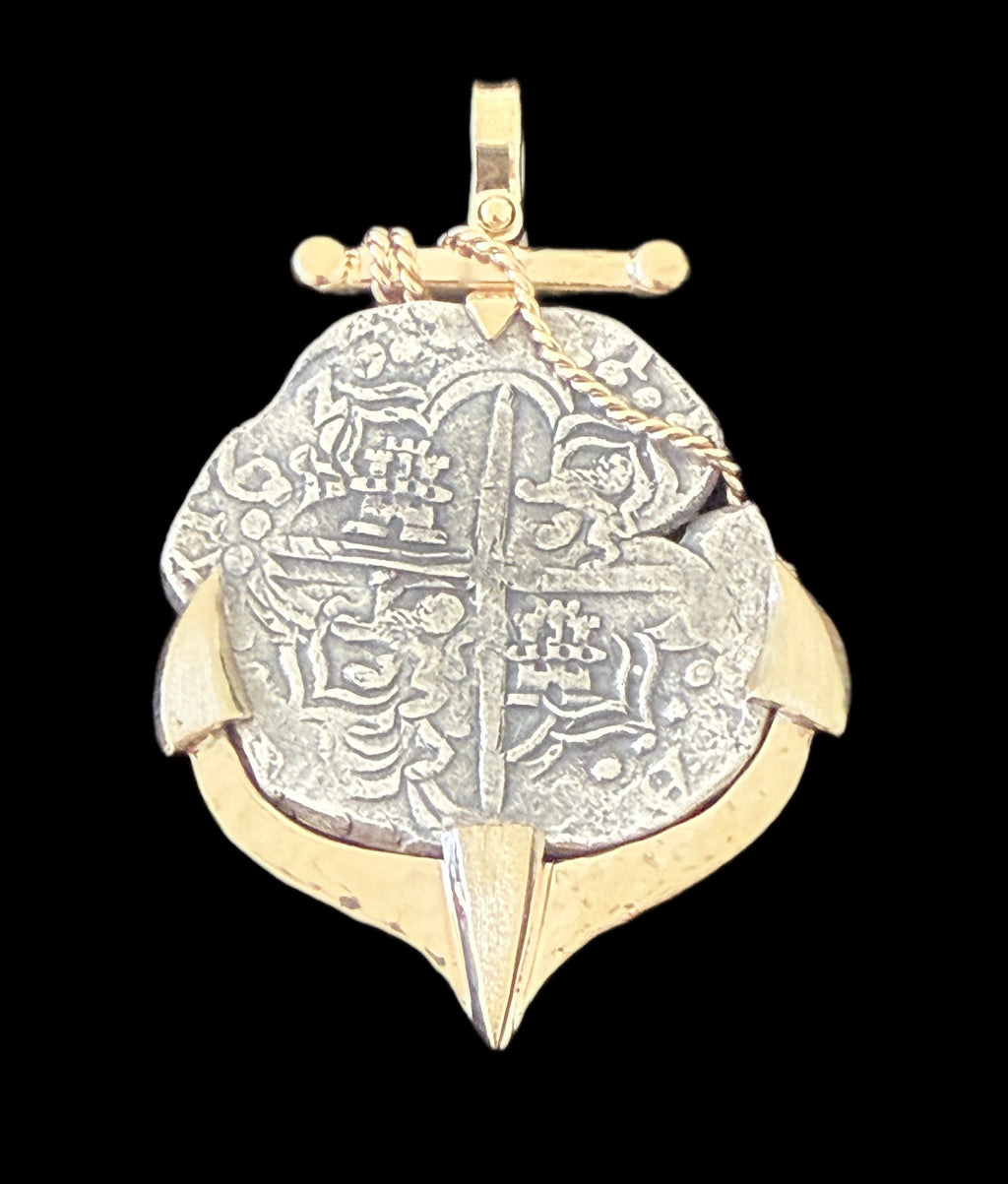 Atocha 8 Reales Grade 1 Dated 1620 Mounted in 14.1 grams 14k Gold