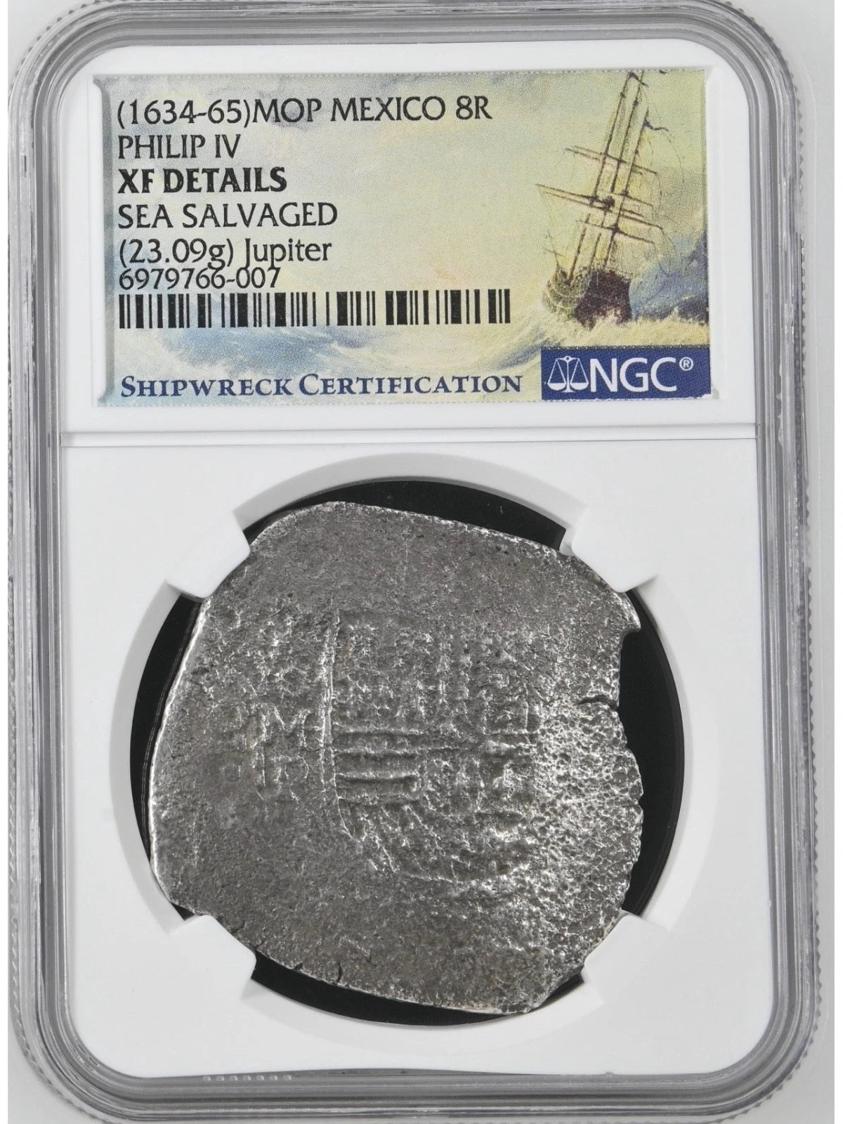 JUPITER SHIPWRECK 8 REALES Mexico Dated 1655 NGC XF Details