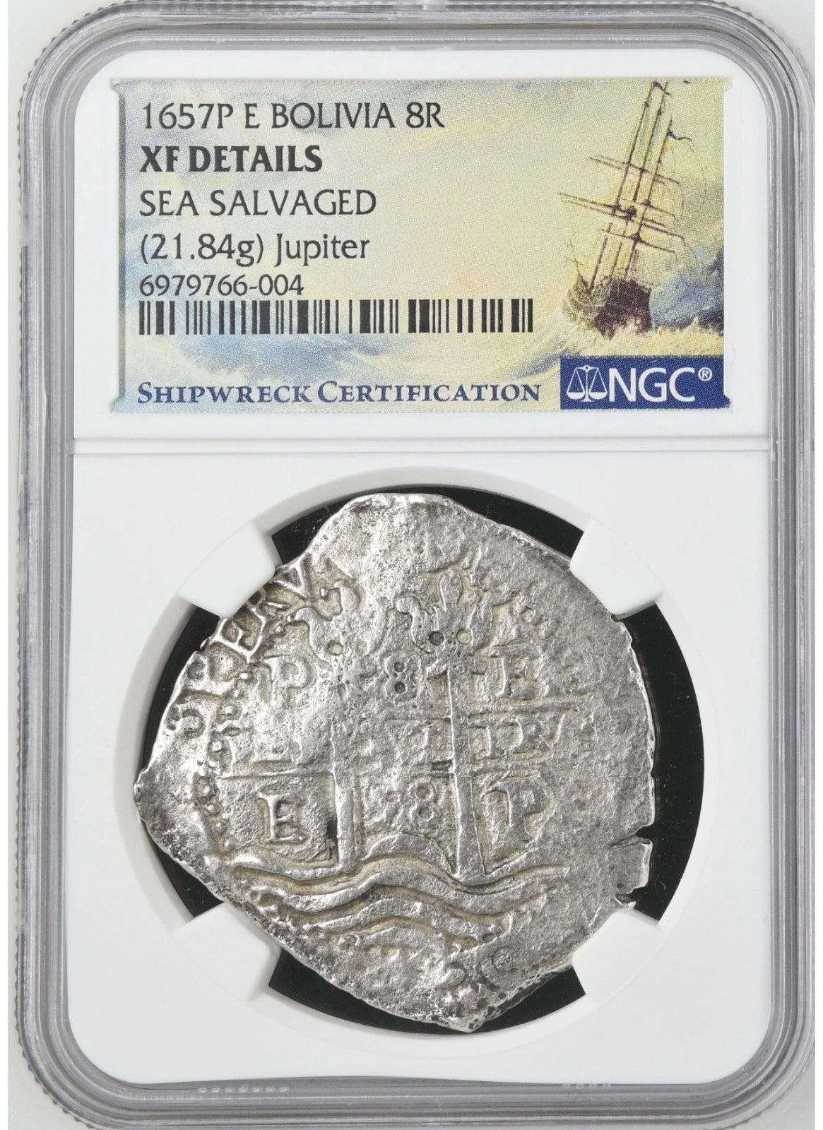 JUPITER SHIPWRECK 8 REALES Bolivia NGC XF Details