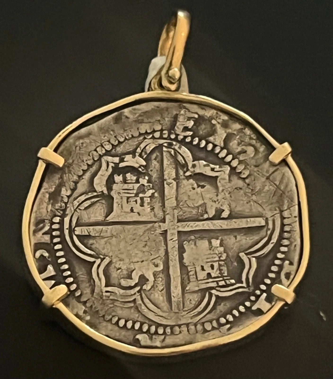 4 REALES Original Land Find Mounted 14k gold ATOCHA ERA