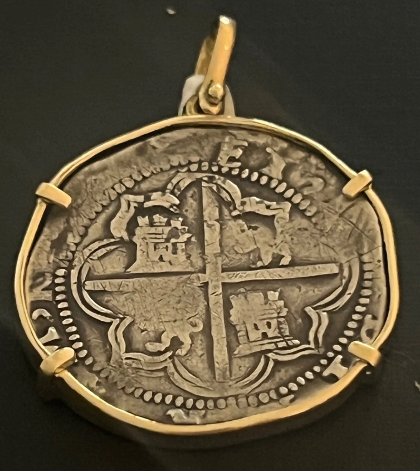 4 REALES Original Land Find Mounted 14k gold ATOCHA ERA