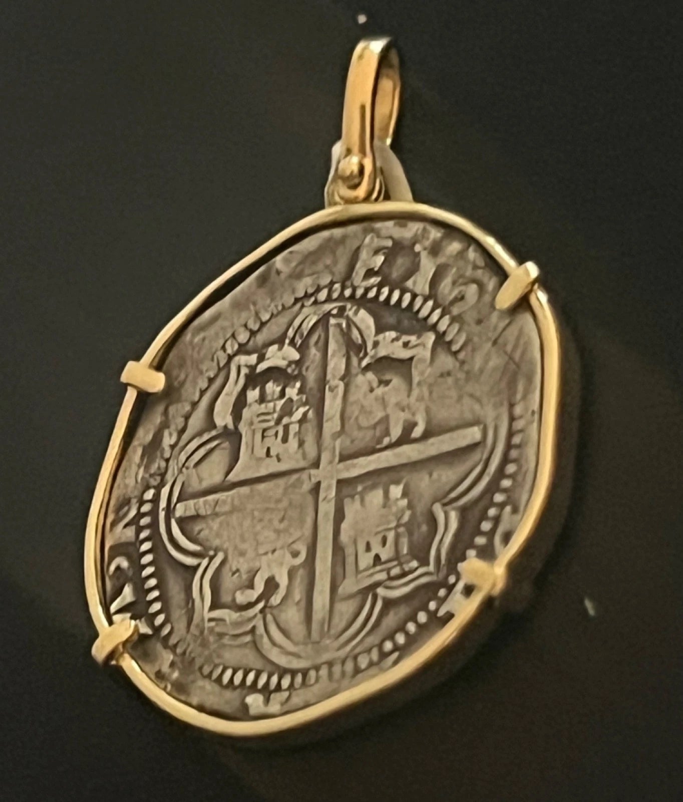 4 REALES Original Land Find Mounted 14k gold ATOCHA ERA