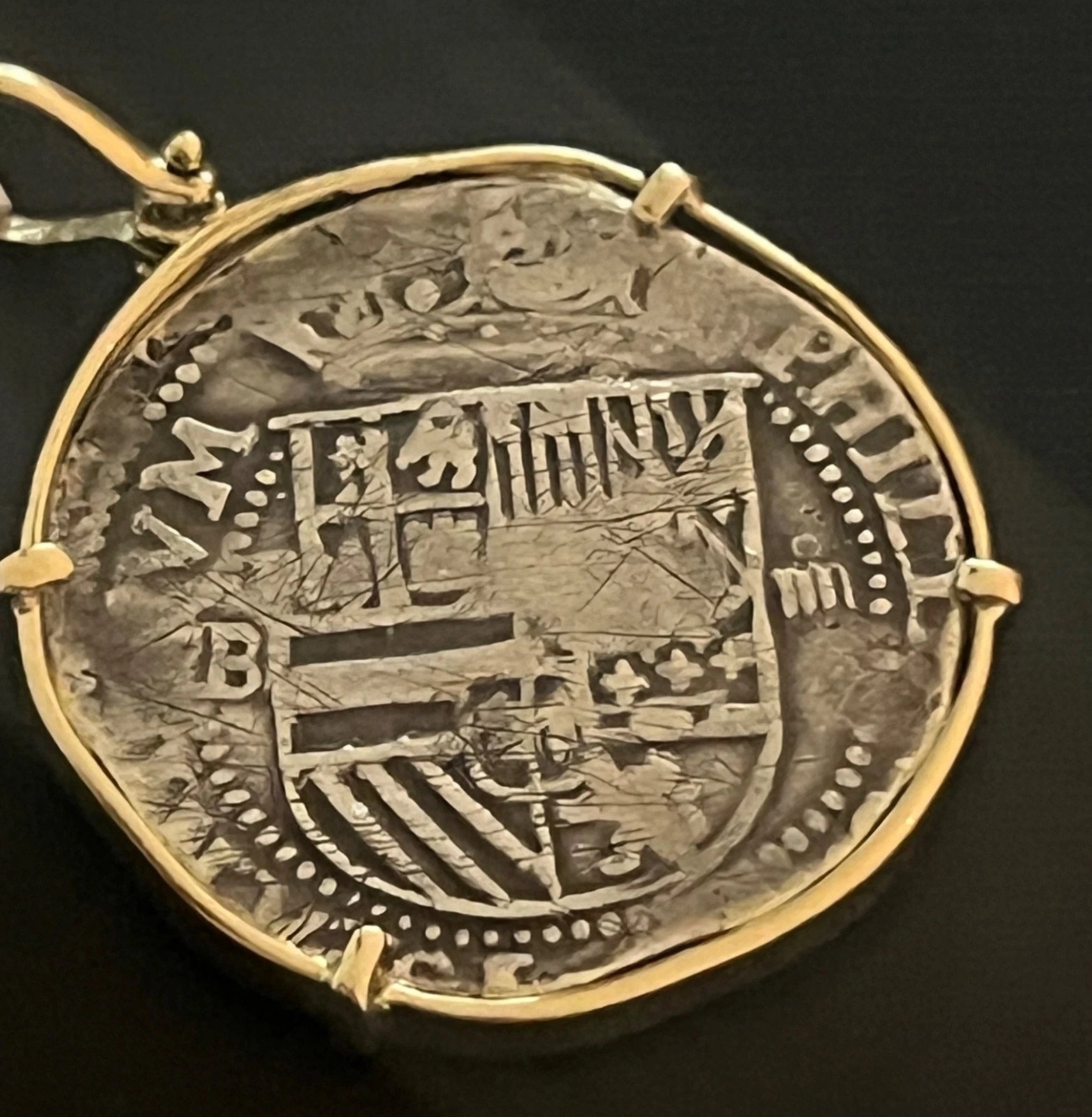 4 REALES Original Land Find Mounted 14k gold ATOCHA ERA