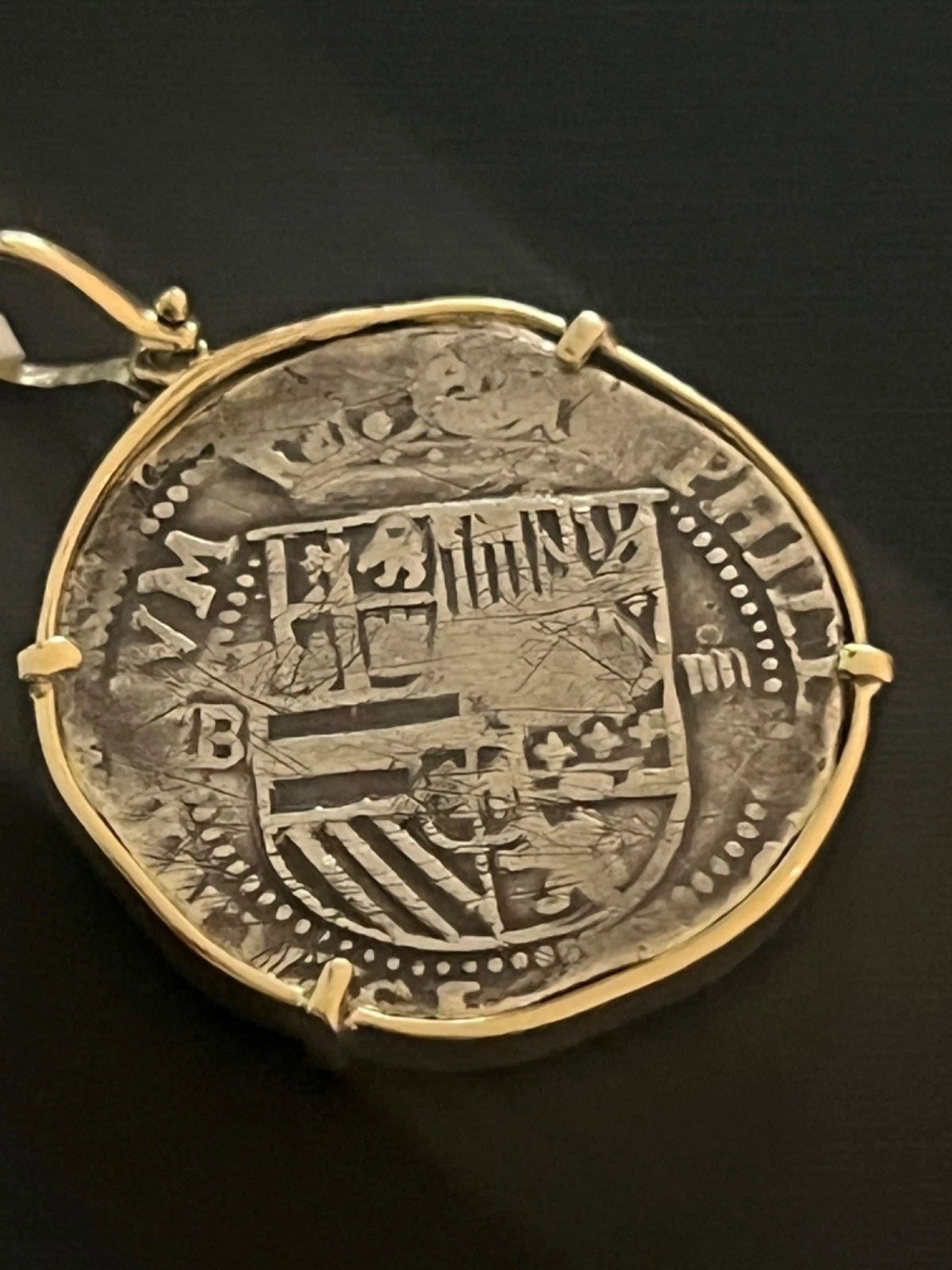 4 REALES Original Land Find Mounted 14k gold ATOCHA ERA