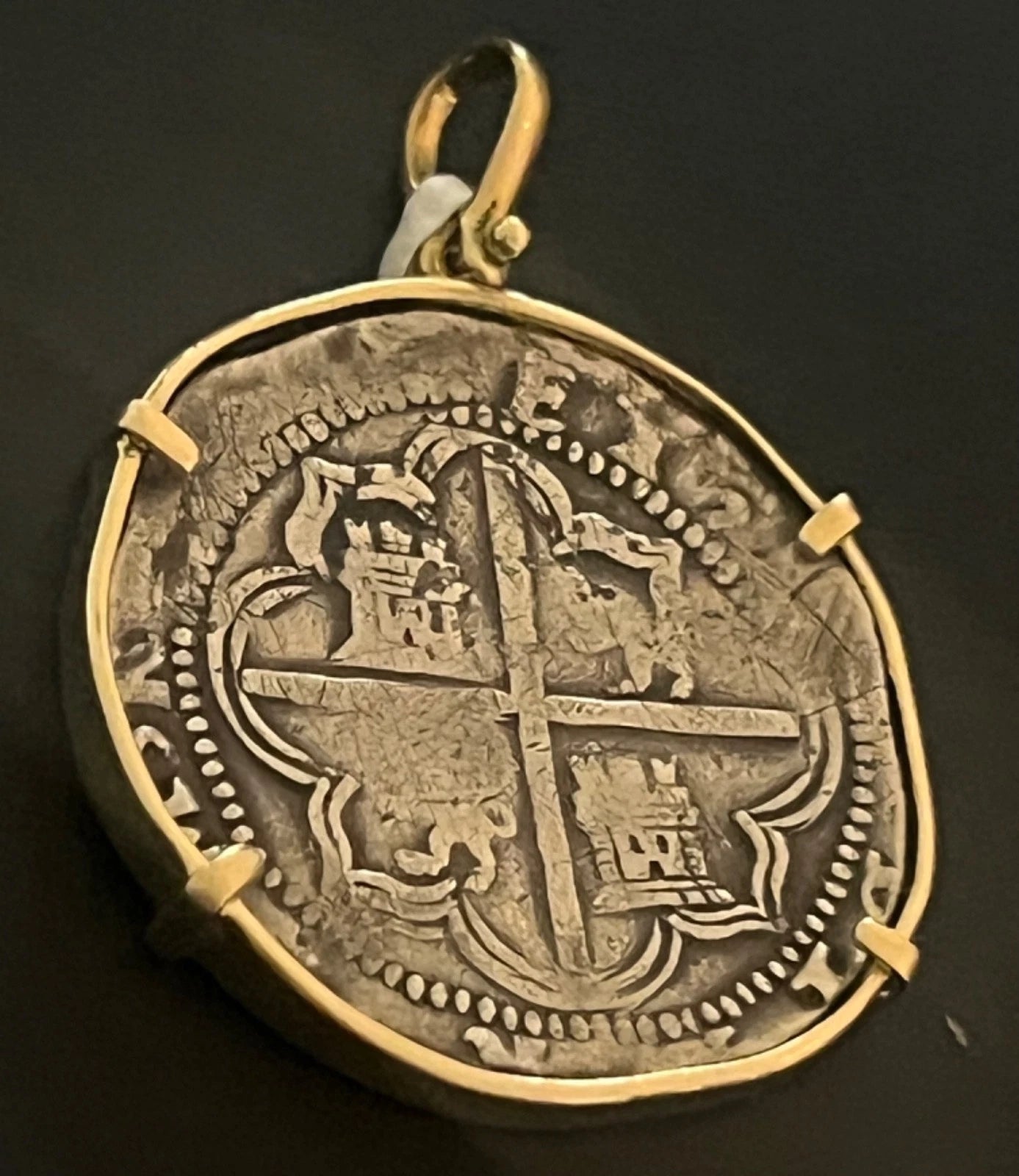 4 REALES Original Land Find Mounted 14k gold ATOCHA ERA