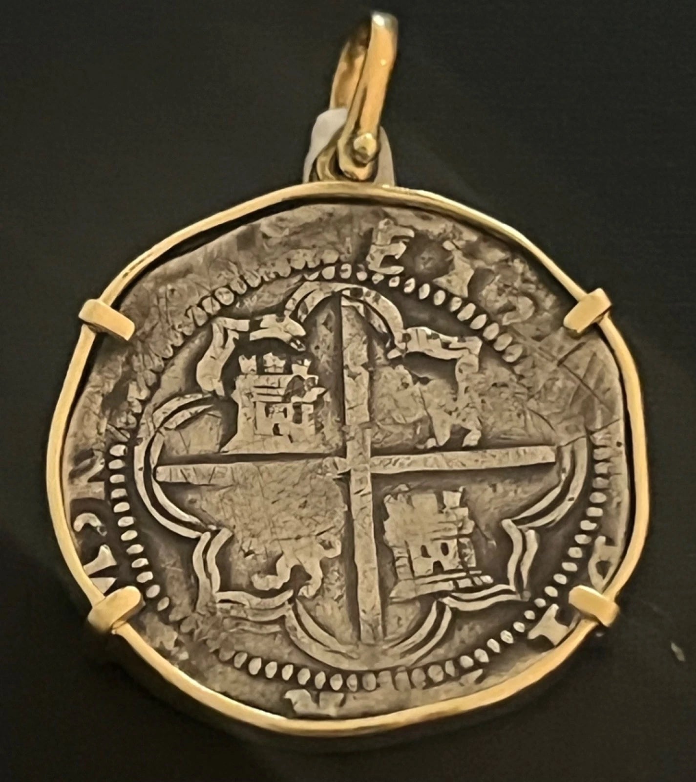 4 REALES Original Land Find Mounted 14k gold ATOCHA ERA