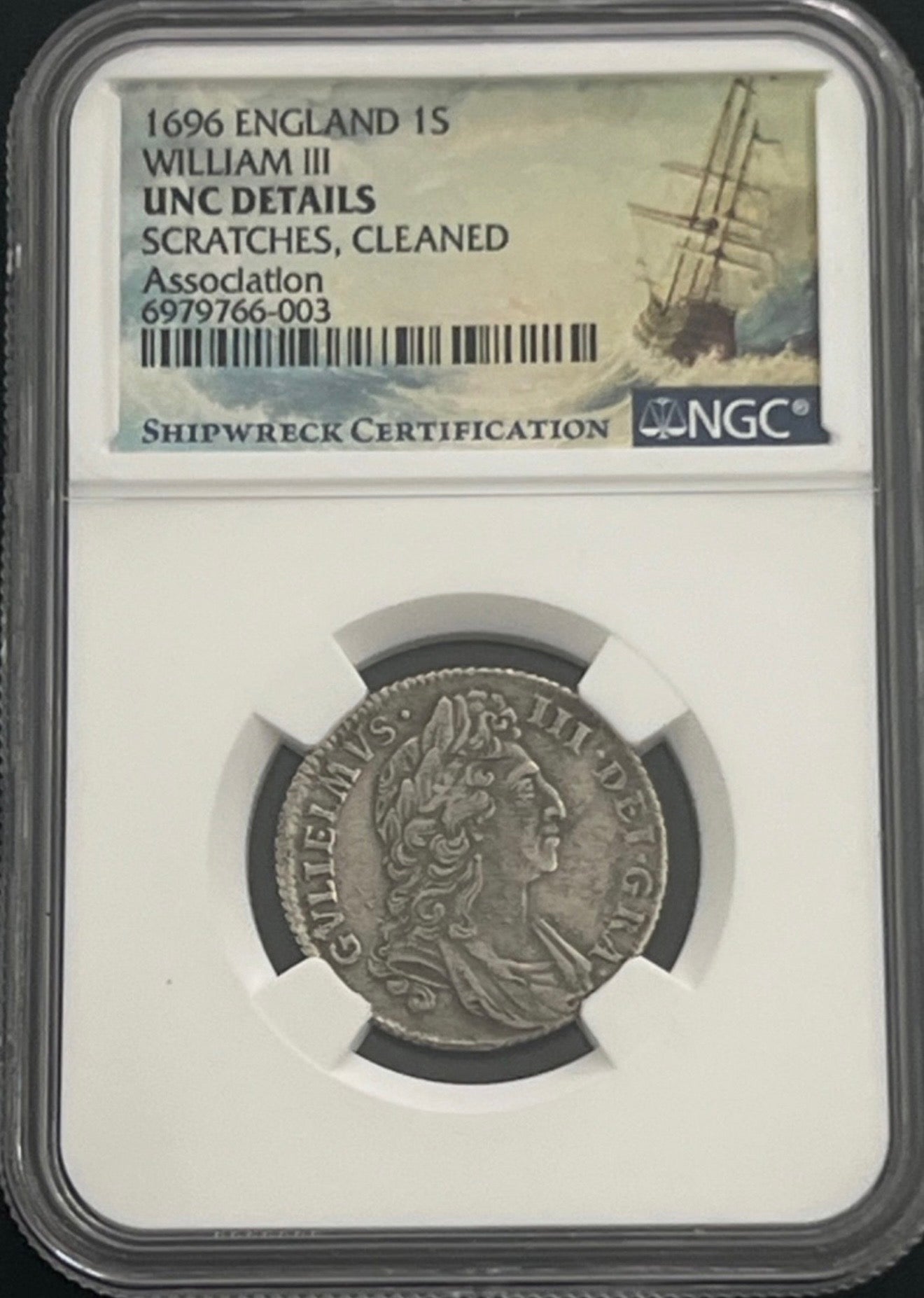 ASSOCIATION SHIPWRECK England 1S, William III SHIPWRECK NGC UNC Detail ...