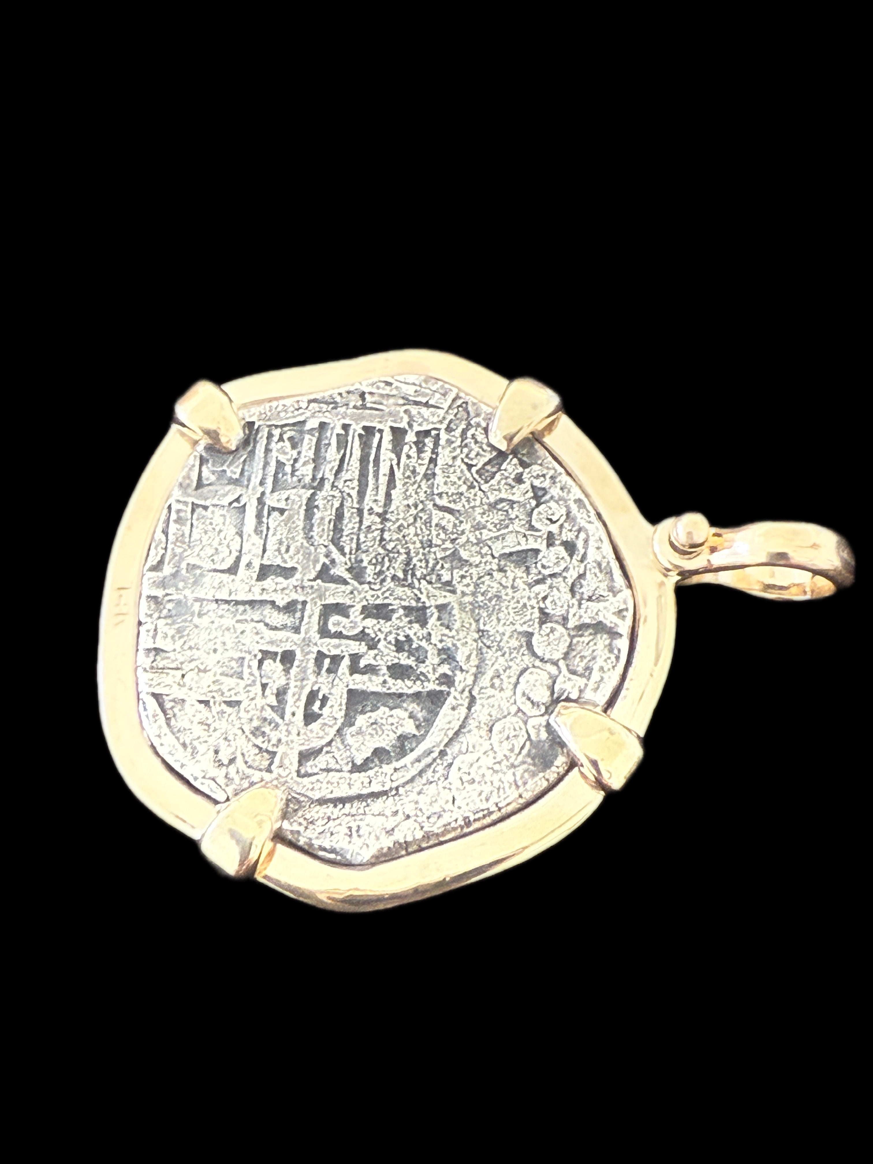 Atocha 4 Reales Grade 1 Mounted in 6.9 grams 14k Gold