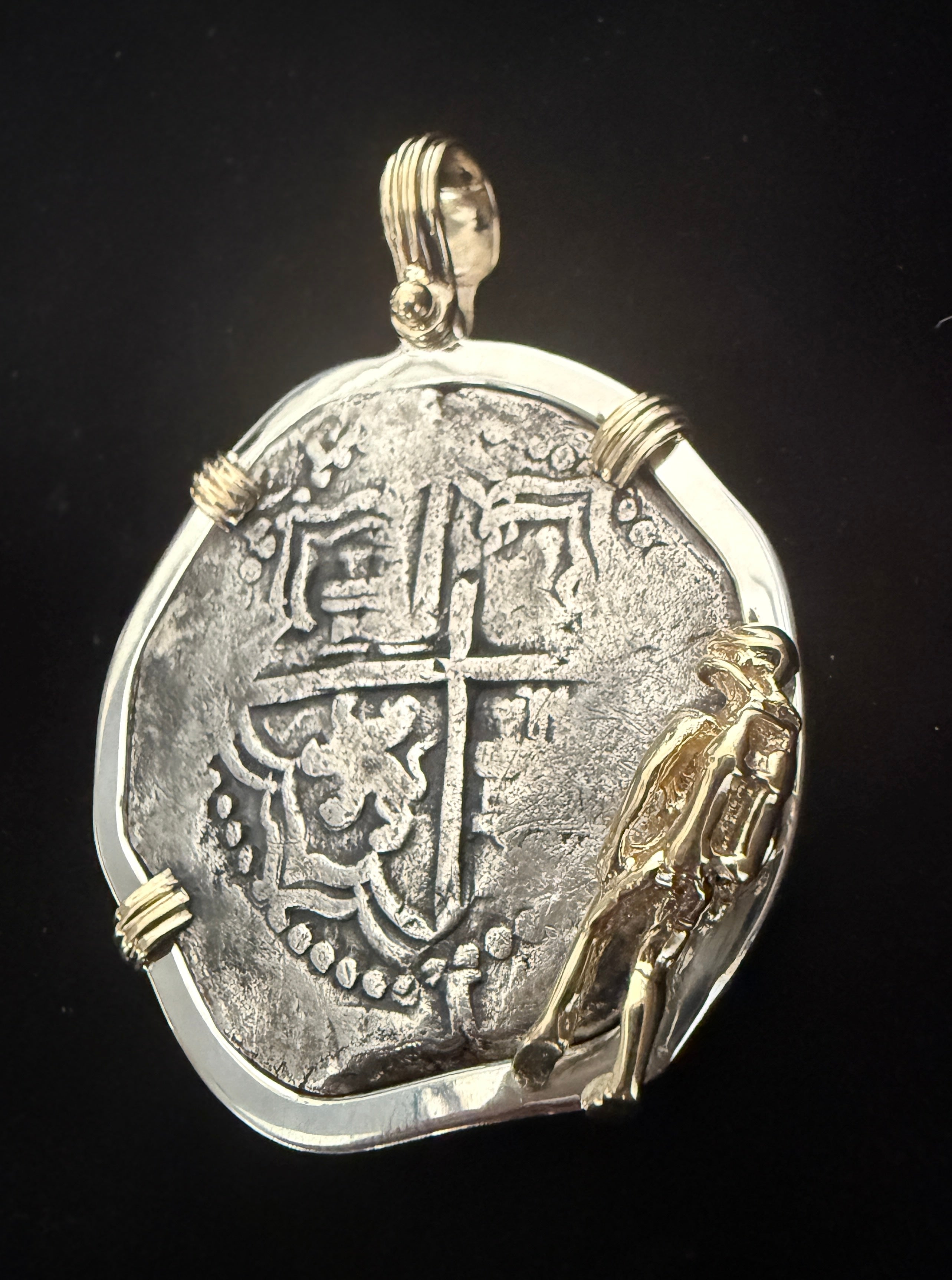 Atocha 8 Reales Grade 2 Mounted in 14k Gold and Silver