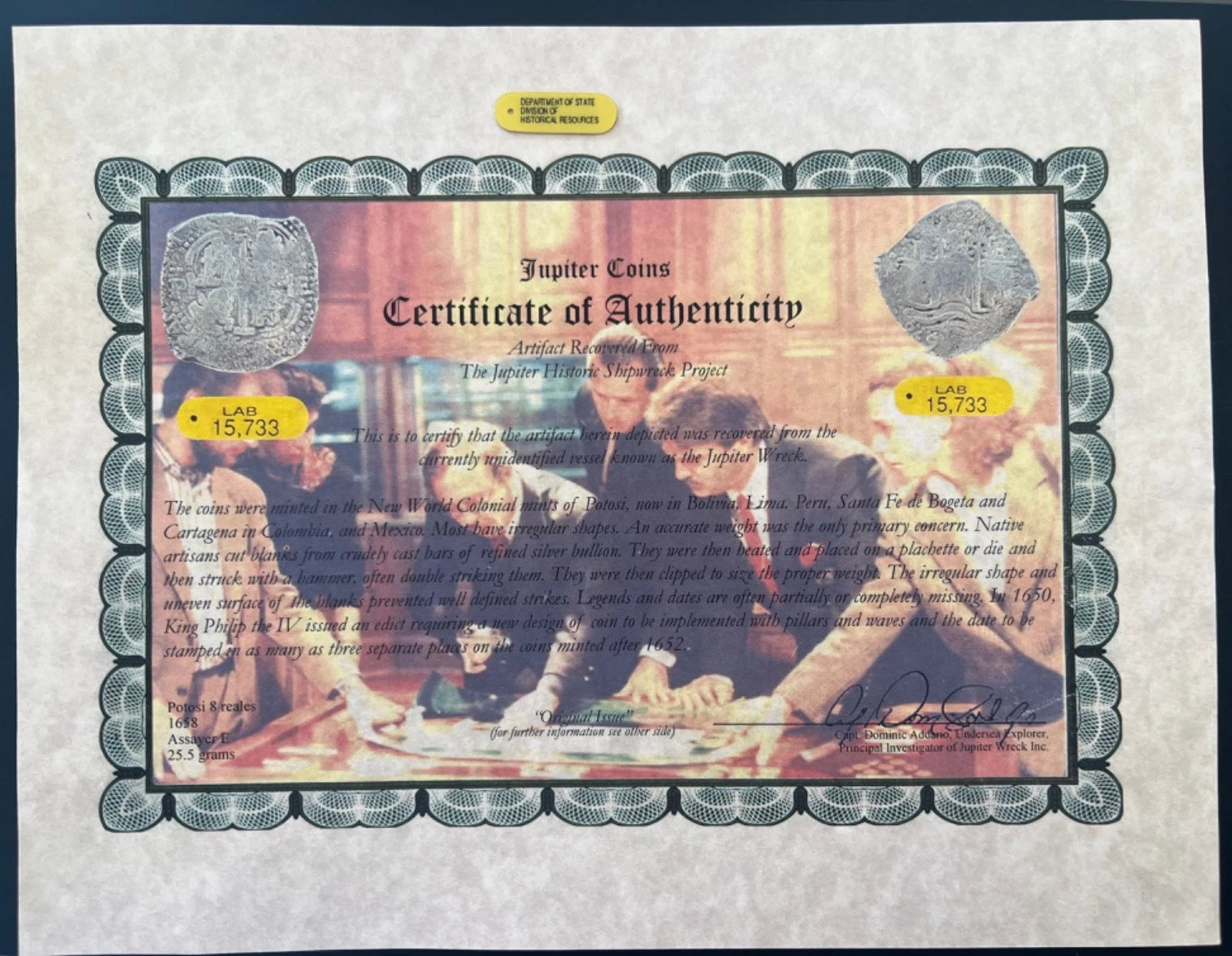 JUPITER SHIPWRECK 8 REALES Bolivia Dated 1658 NGC XF Details