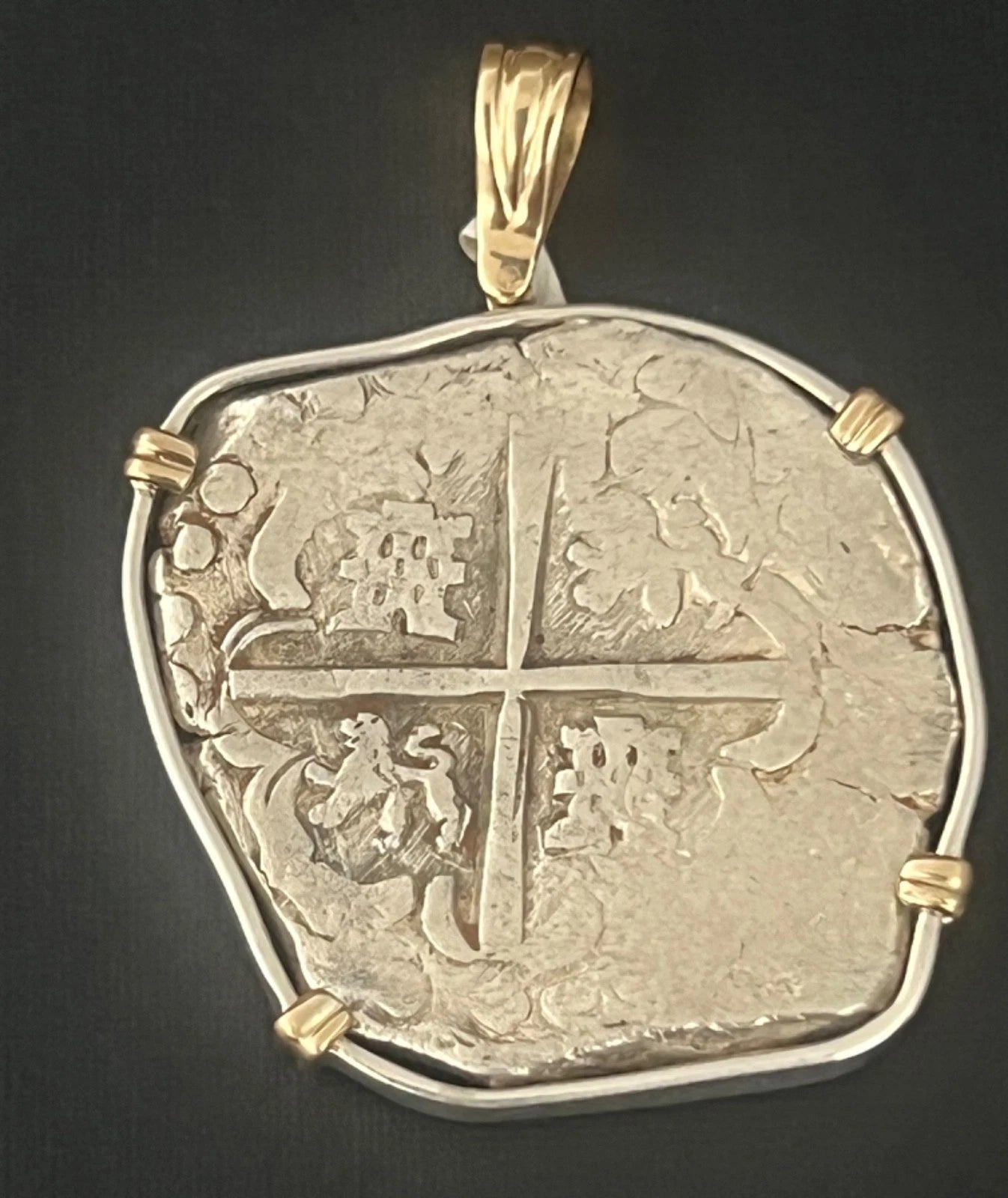 8 REALES Original Land Find Mounted 14k gold/Silver ATOCHA ERA