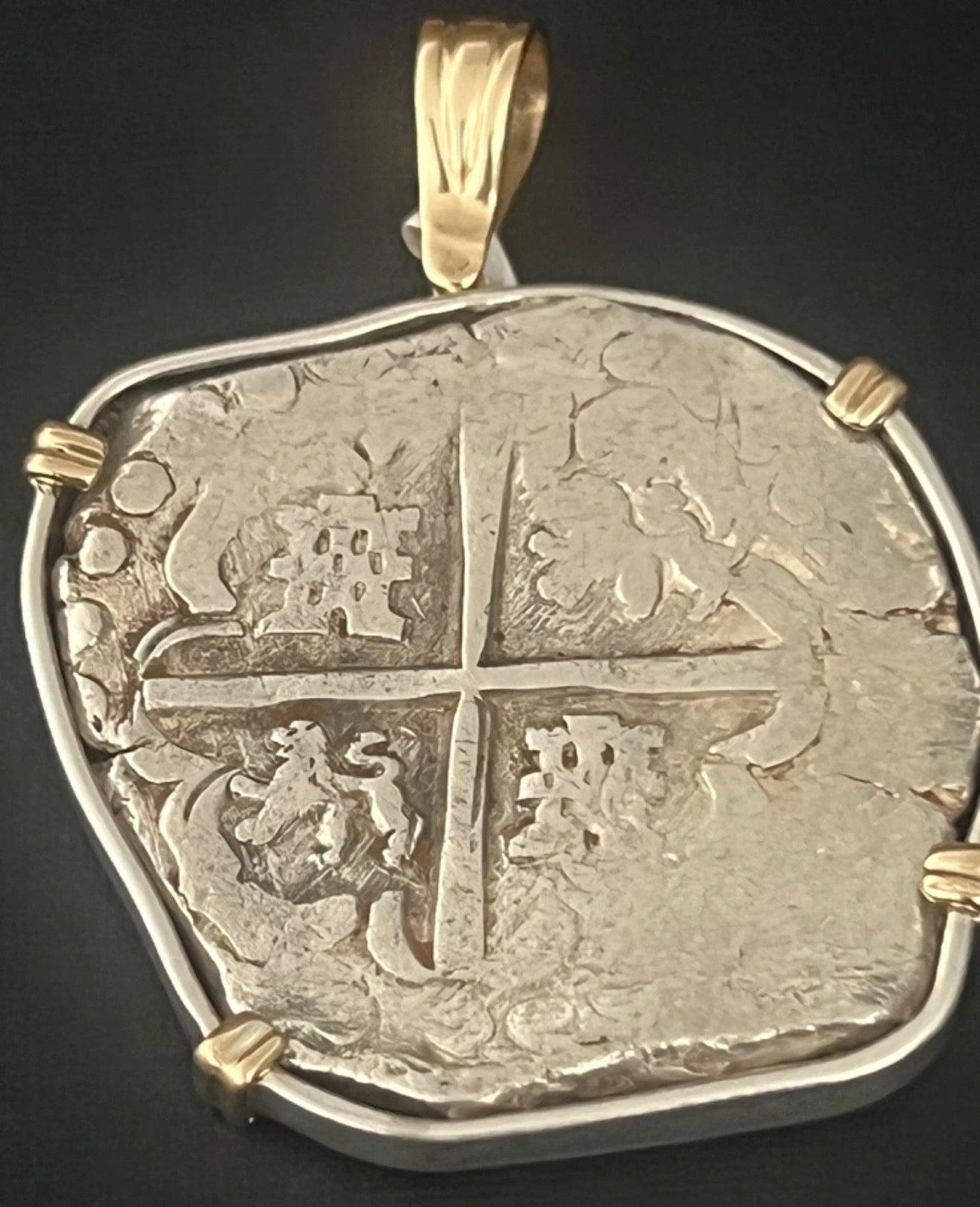 8 REALES Original Land Find Mounted 14k gold/Silver ATOCHA ERA