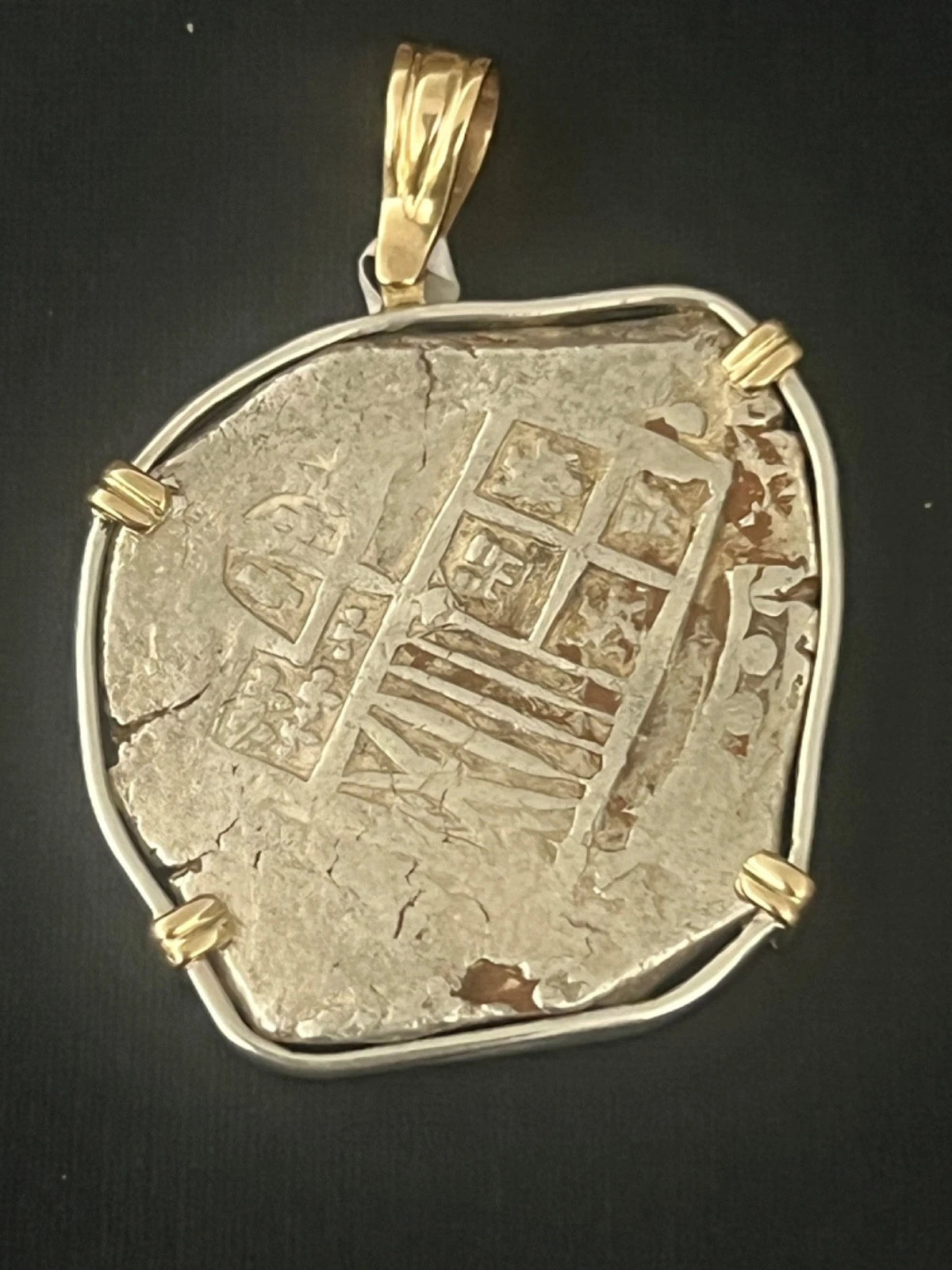 8 REALES Original Land Find Mounted 14k gold/Silver ATOCHA ERA