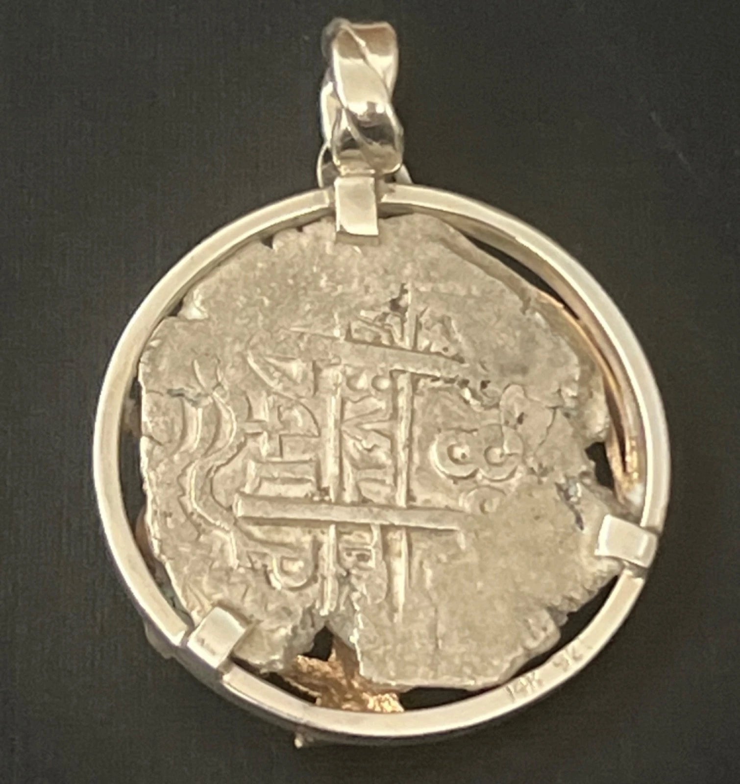 8 REALES Original Land Find Mounted 14k gold/Silver 1741 COB