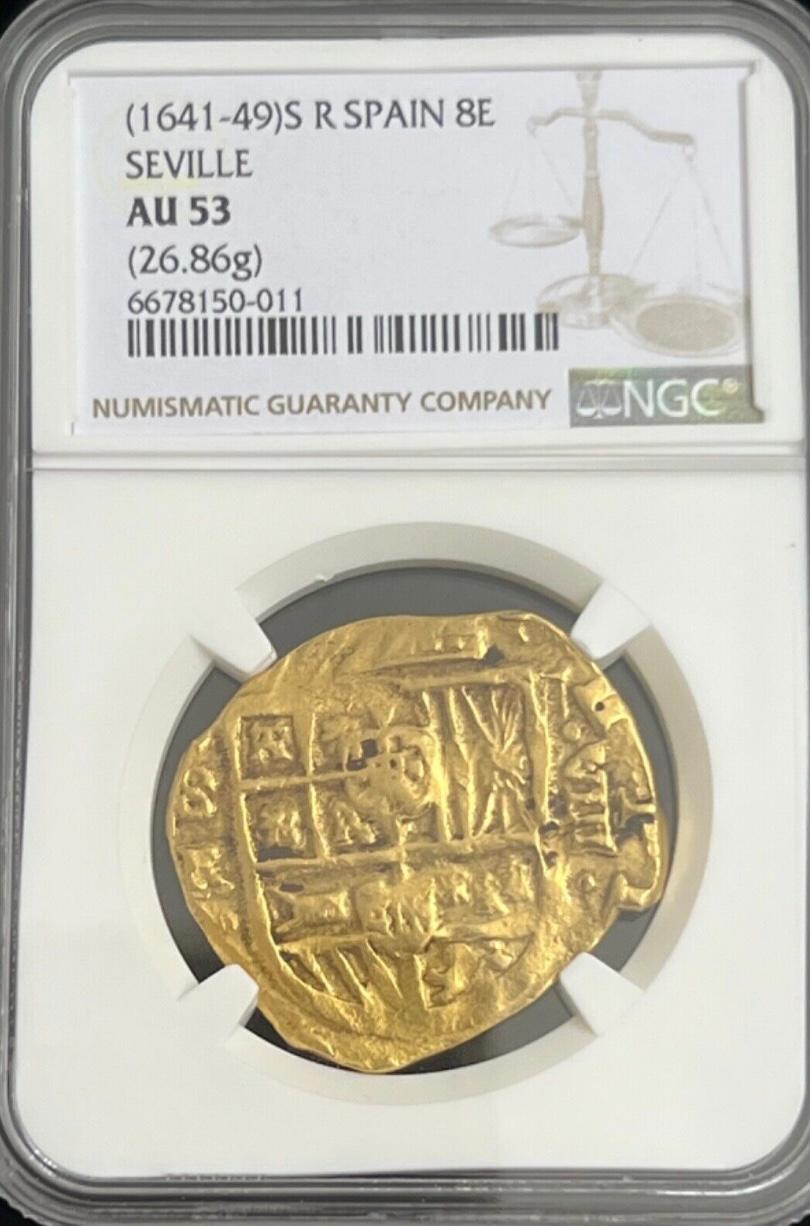 8 Escudos Seville, Spain Gold Coin NGC Grade AU53