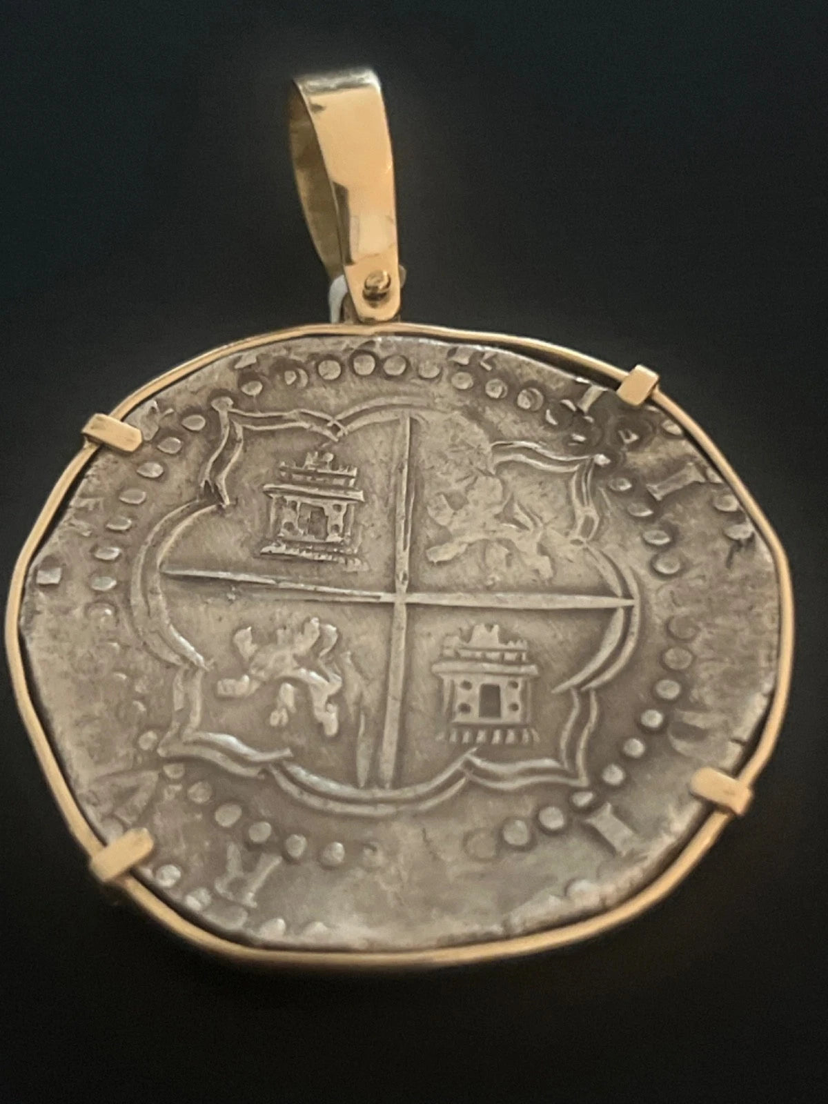 8 REALES Original Land Find Mounted 14k gold ATOCHA ERA