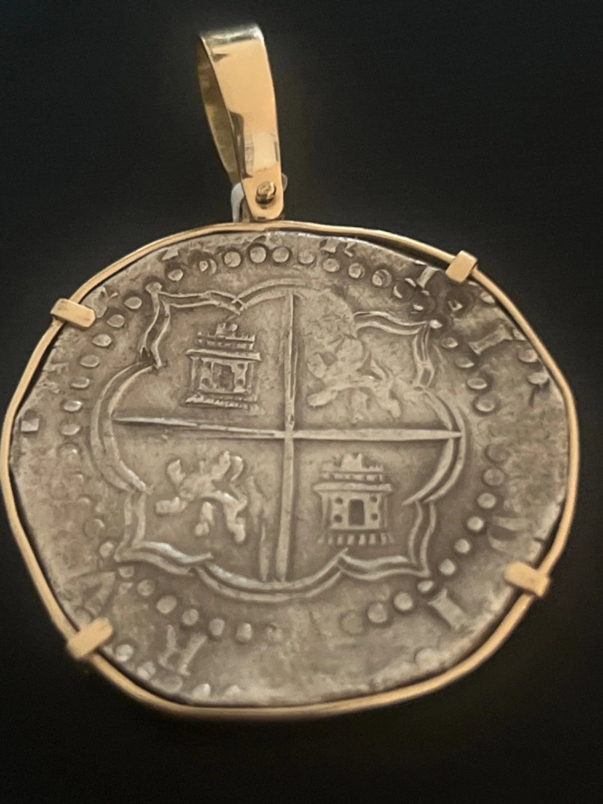 8 REALES Original Land Find Mounted 14k gold ATOCHA ERA