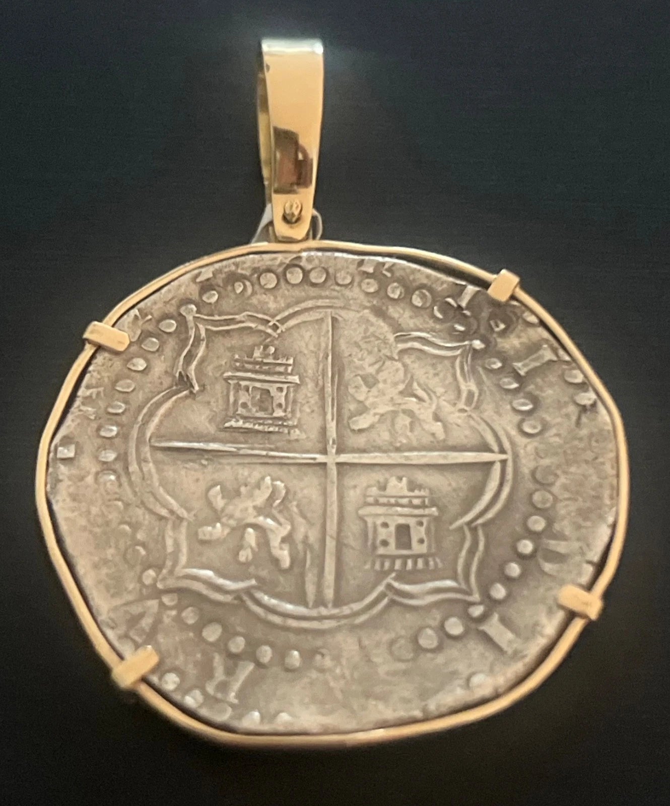 8 REALES Original Land Find Mounted 14k gold ATOCHA ERA