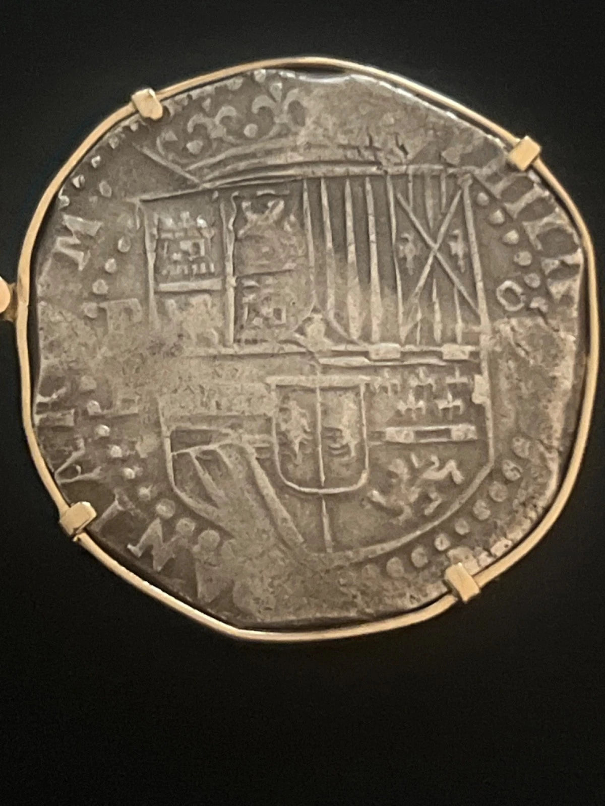 8 REALES Original Land Find Mounted 14k gold ATOCHA ERA