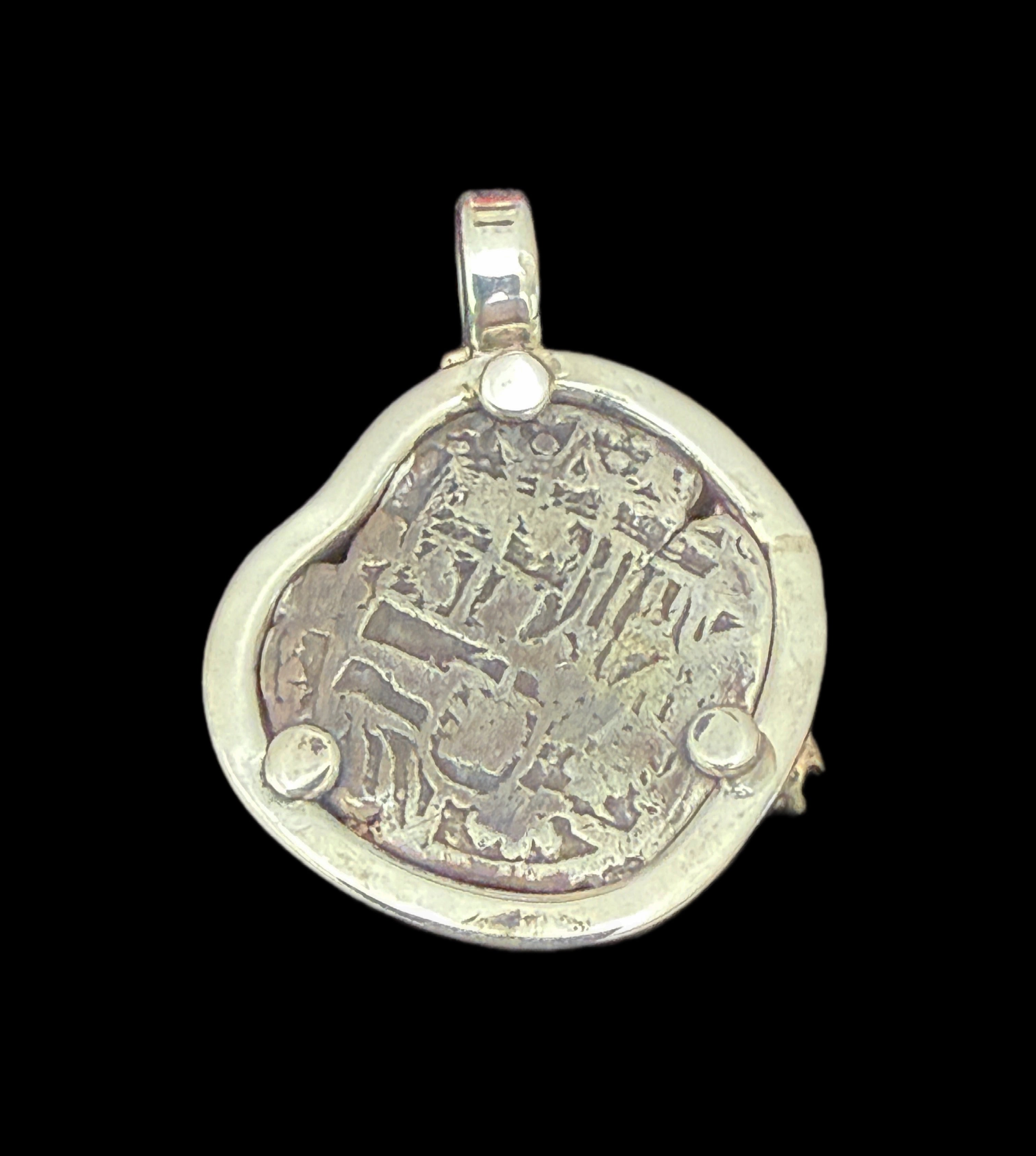 1 REAL POTOSI Original Land Find Mounted 14k gold and Silver (ATOCHA ERA)