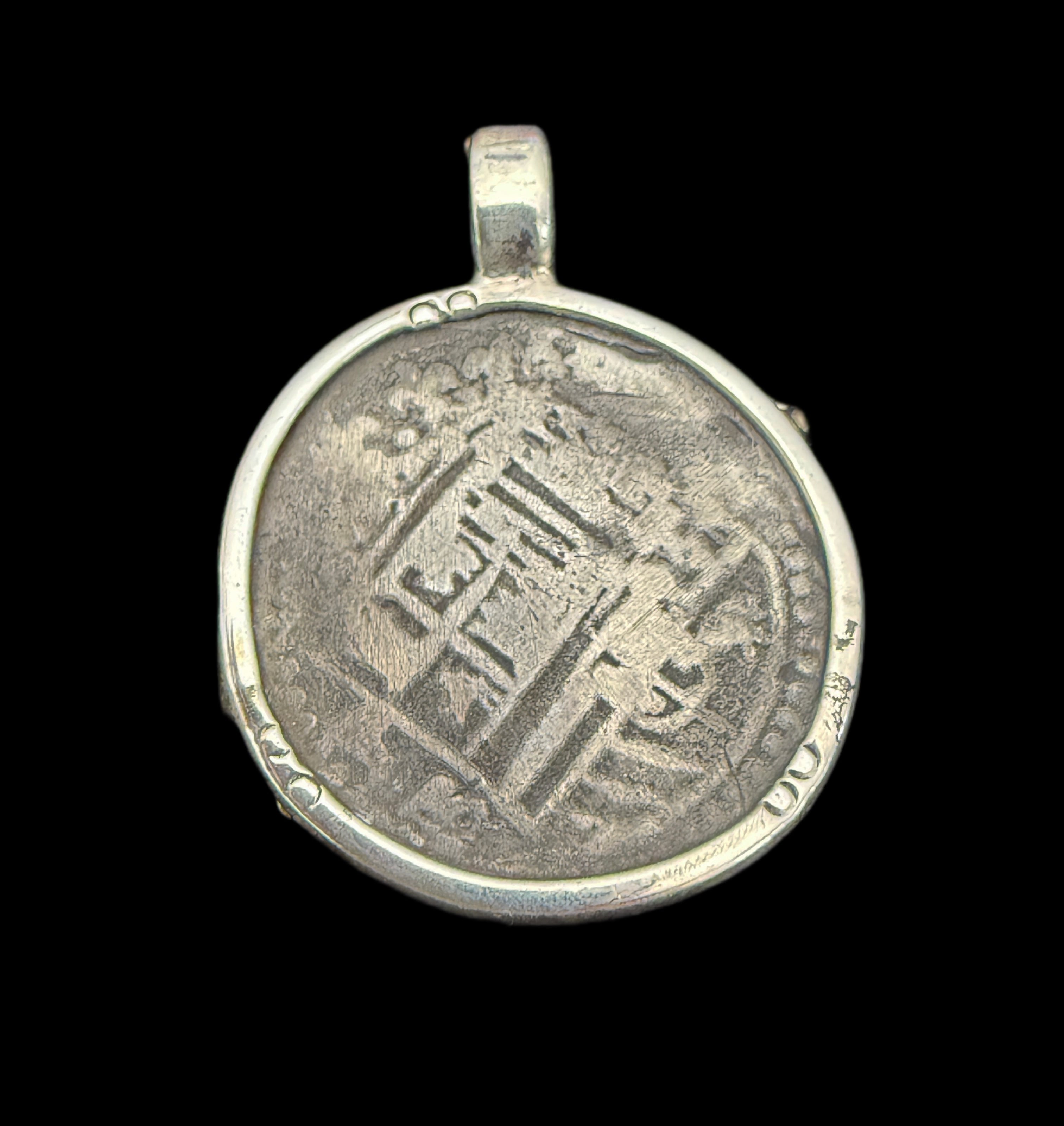 1 REAL POTOSI Original Land Find Mounted 14k gold and Silver (ATOCHA ERA)