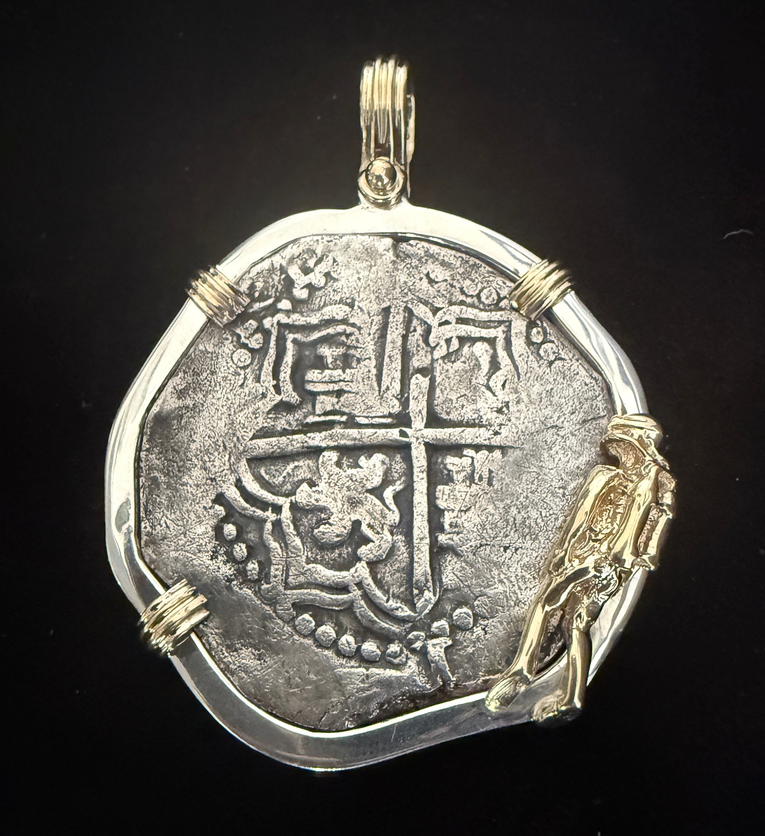 Atocha 8 Reales Grade 2 Mounted in 14k Gold and Silver