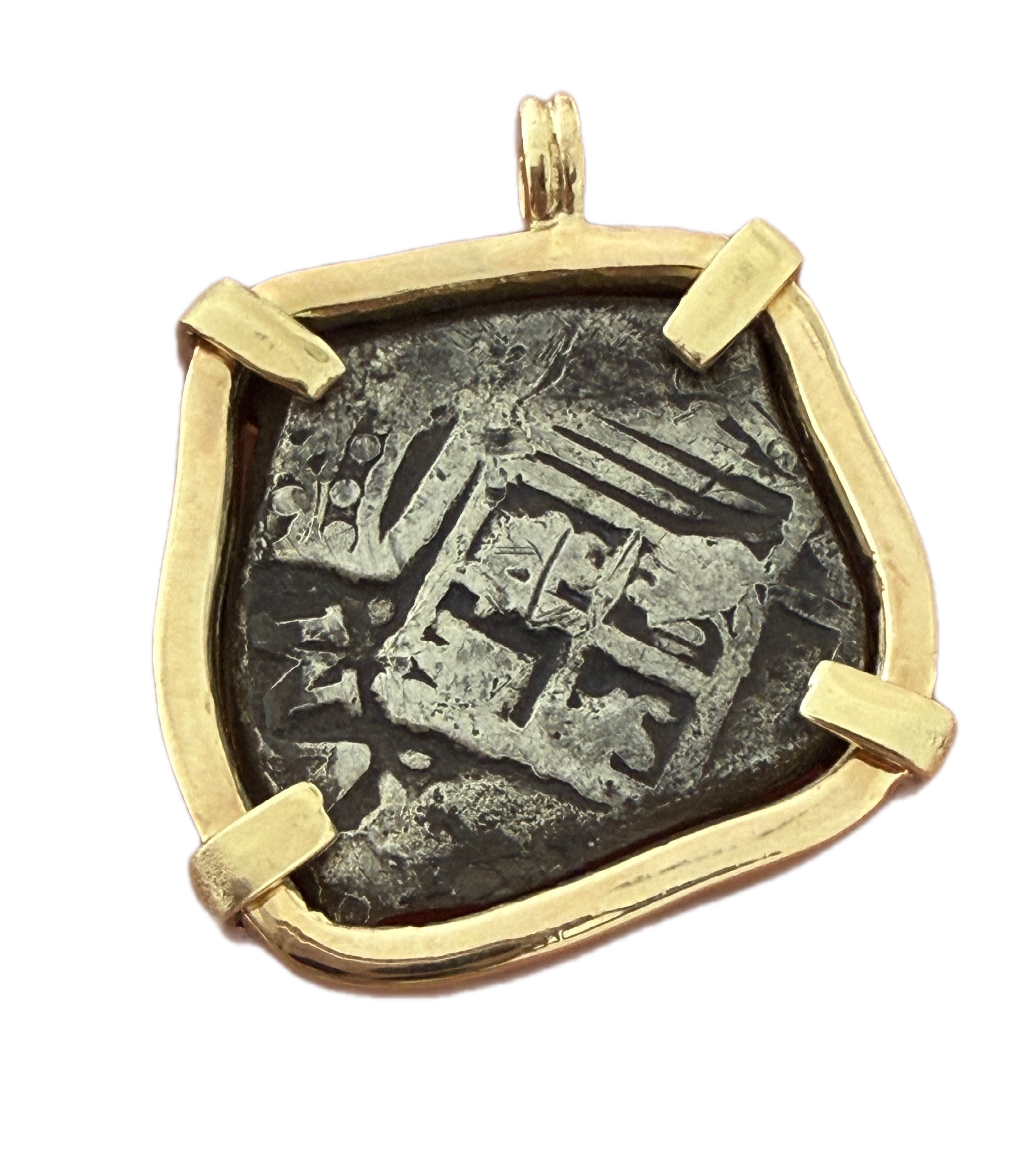 1 Real Mounted in 14k Gold Original Land Find Coin – Shipwreck Coins